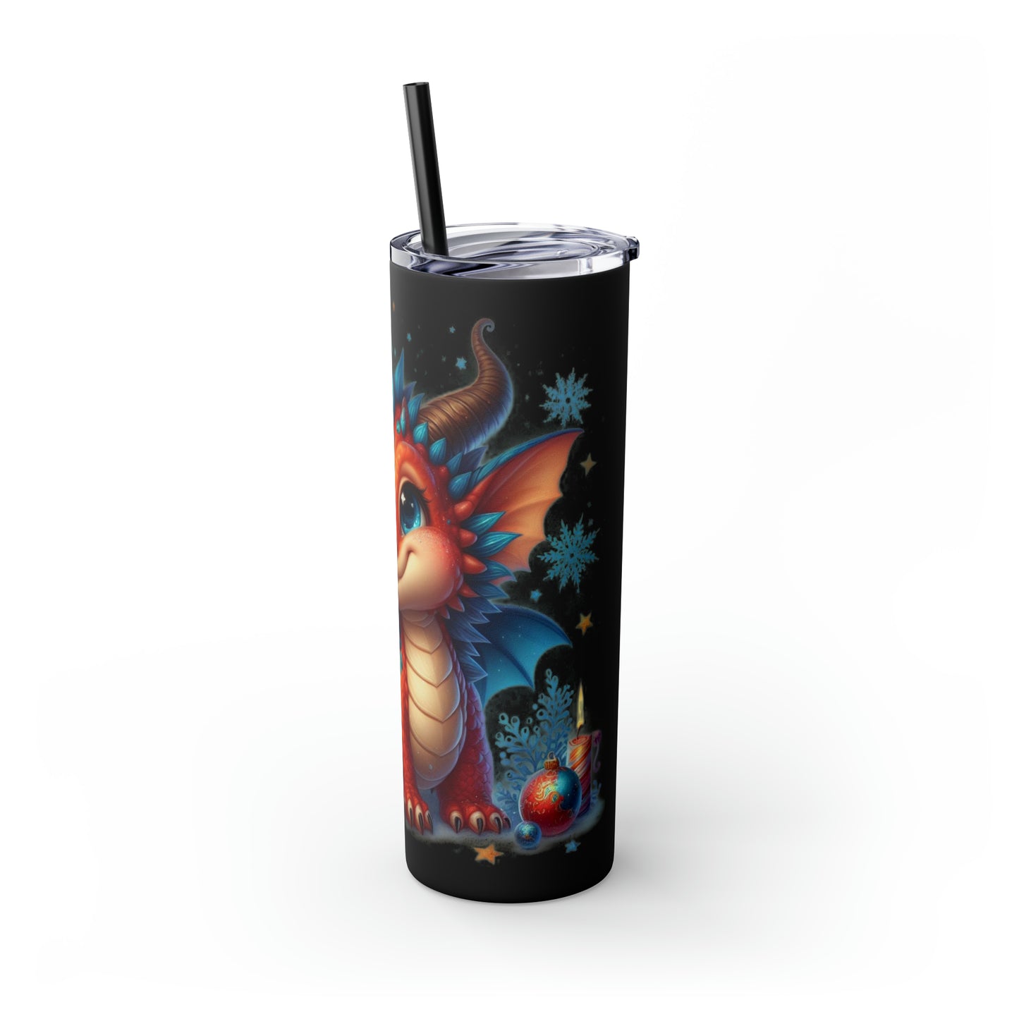 Happy New Year of Dragon Skinny Tumbler with Straw, 20oz