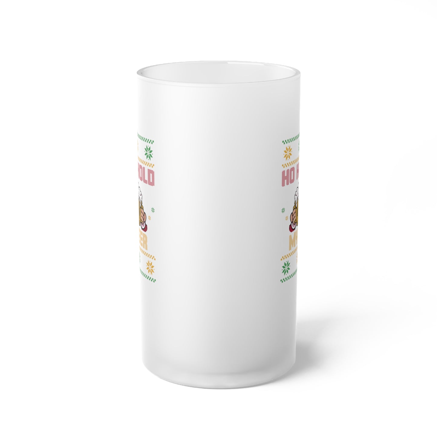 Ho Ho Hold My Beer Frosted Glass Beer Mug