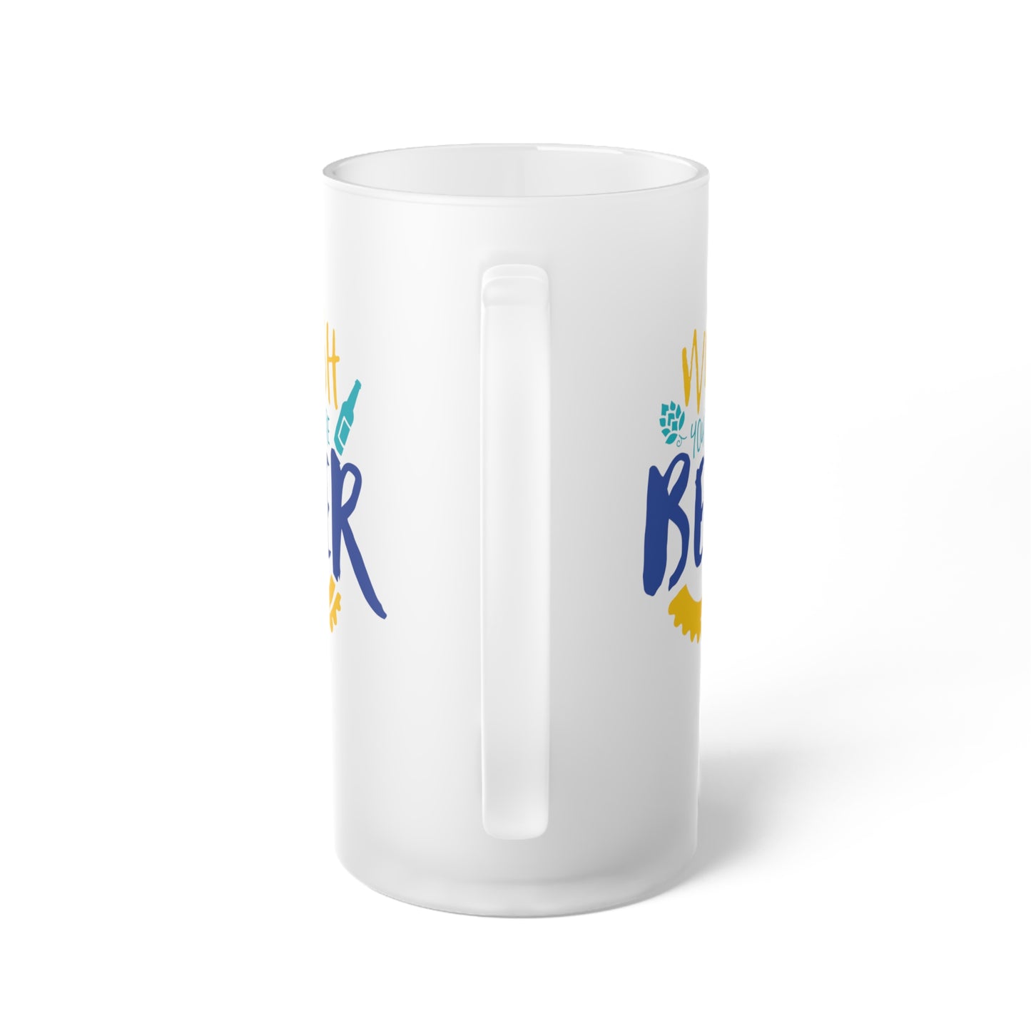 Wish You Were Beer Frosted Glass Beer Mug