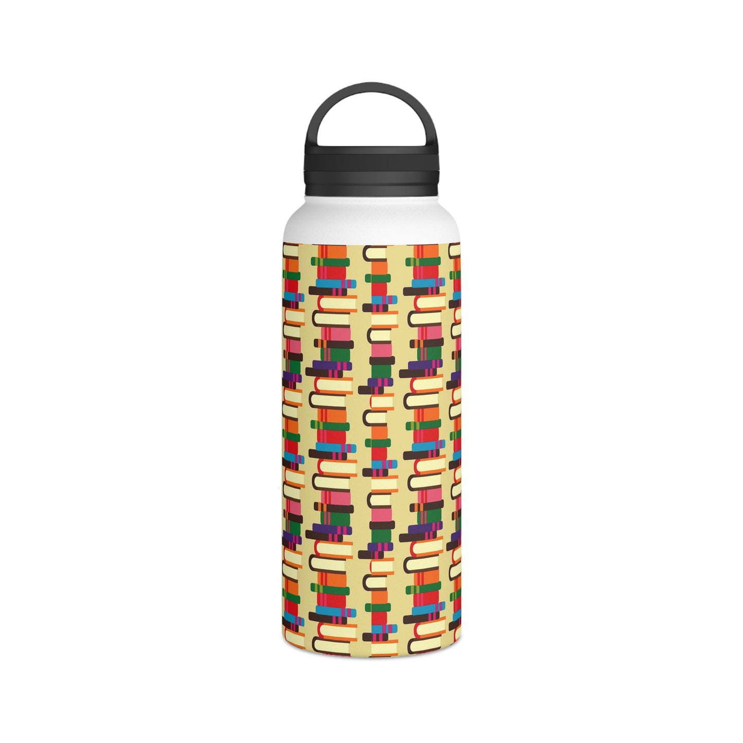Back To School Books Stainless Steel Water Bottle, Handle Lid
