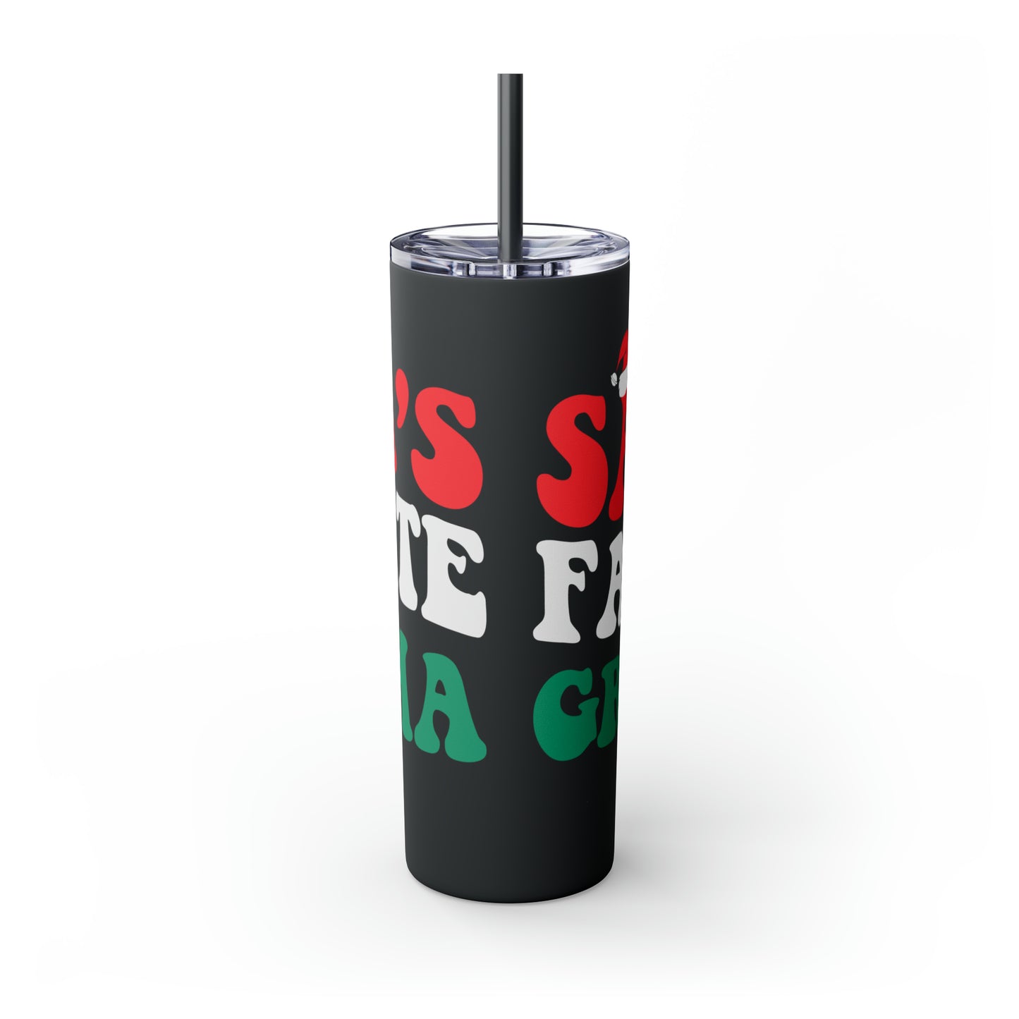 Santa's Favorite Grandma Skinny Tumbler with Straw, 20oz