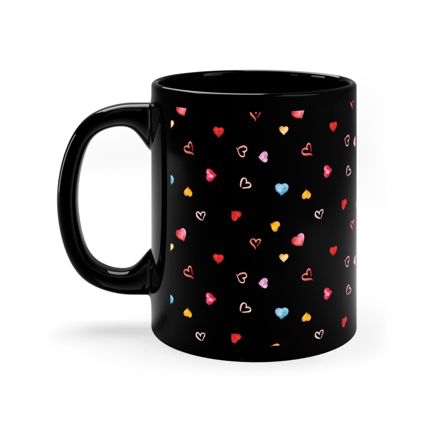 Valentine's Day Hearts 11oz Black Mug