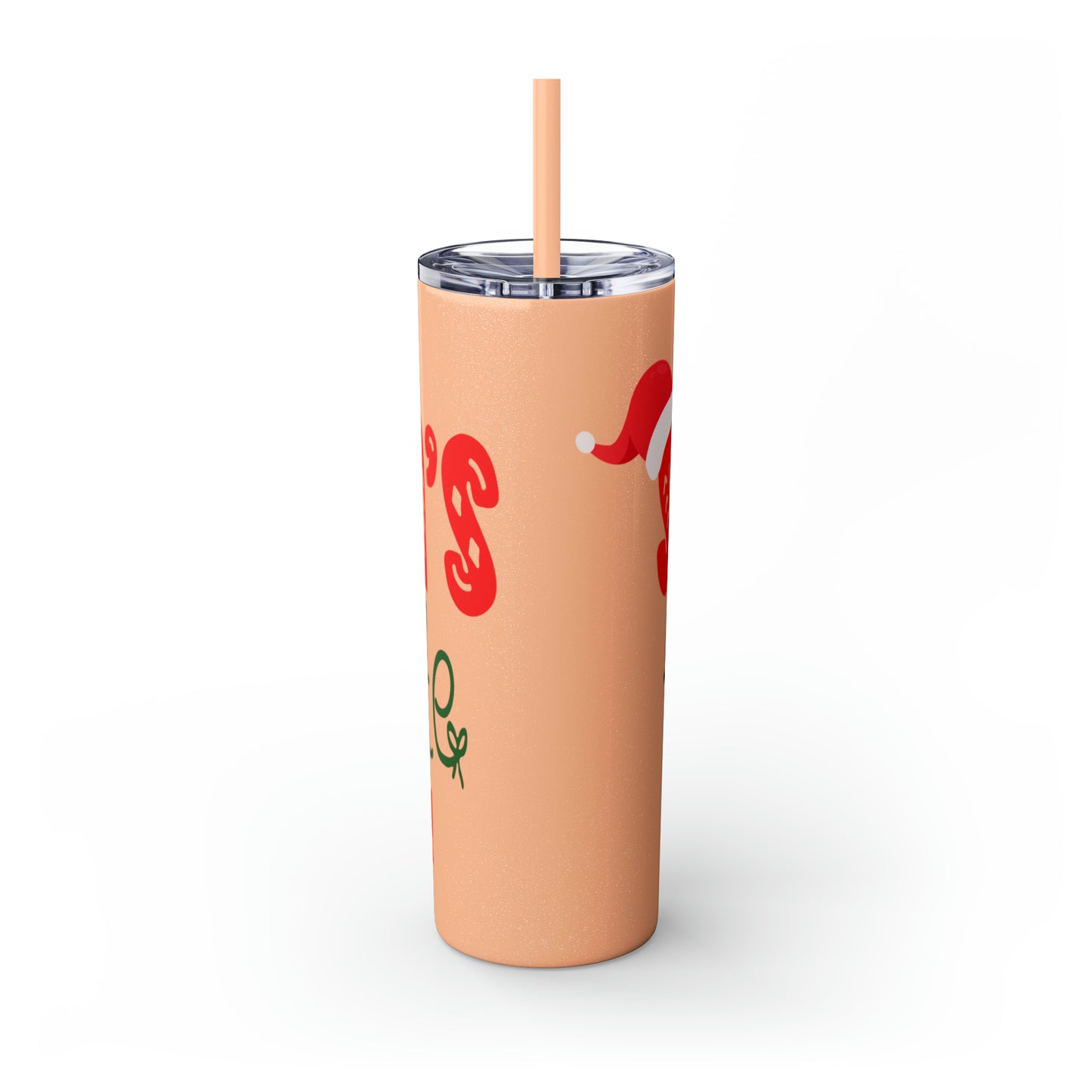 Santa's Favorite Cousin Skinny Tumbler with Straw, 20oz