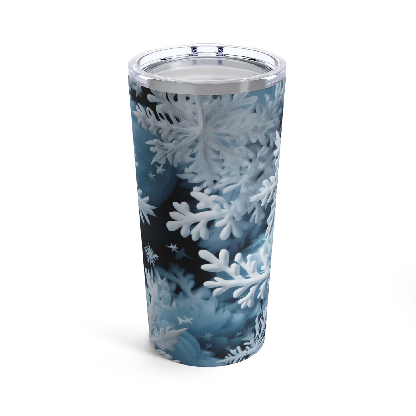 Snowflake Tumbler 20oz, 3D Snowflakes Tumbler, Snowflake Tumbler, Winter Tumbler, White Tumbler with Snowflakes, Holiday Gift Tumbler