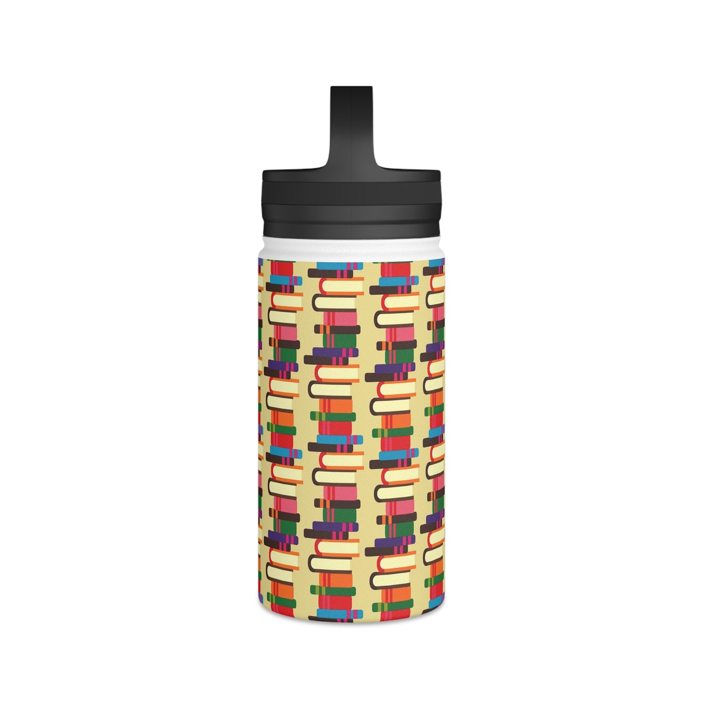 Back To School Books Stainless Steel Water Bottle, Handle Lid