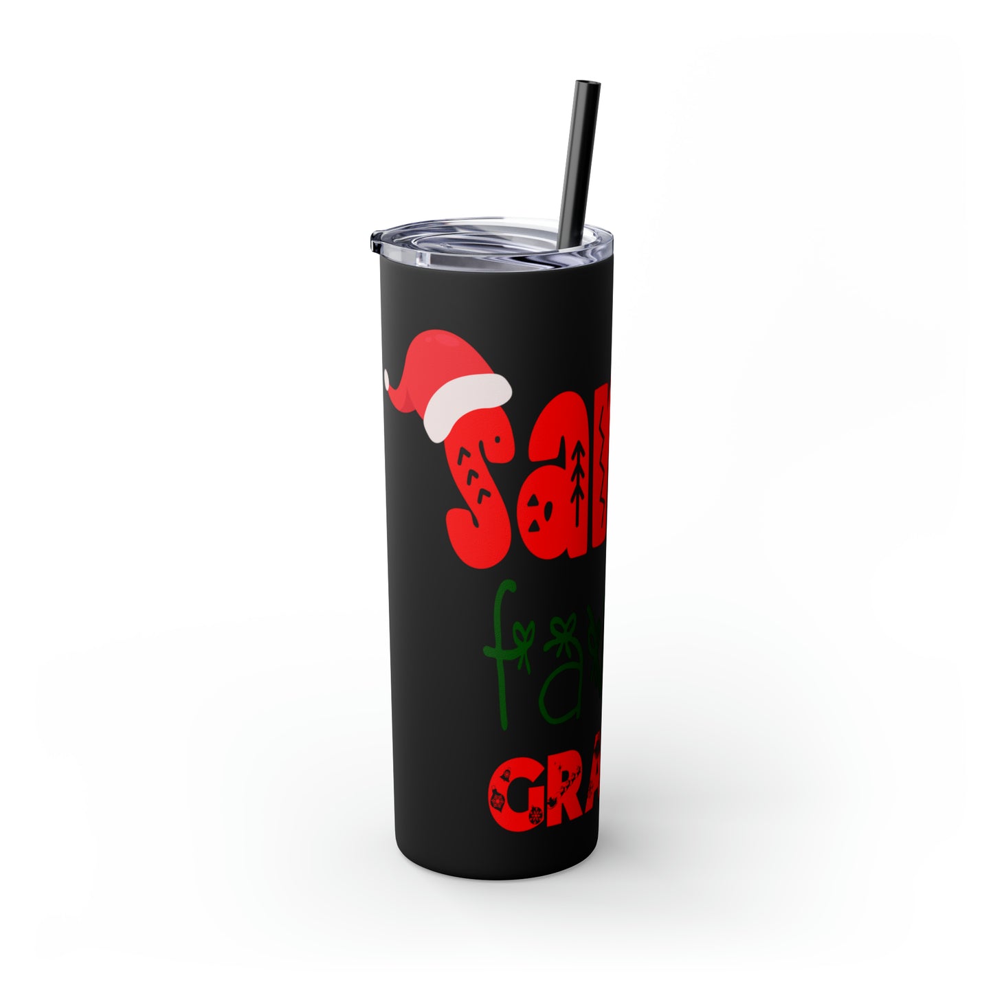 Santa's Favorite Grandma Skinny Tumbler with Straw, 20oz