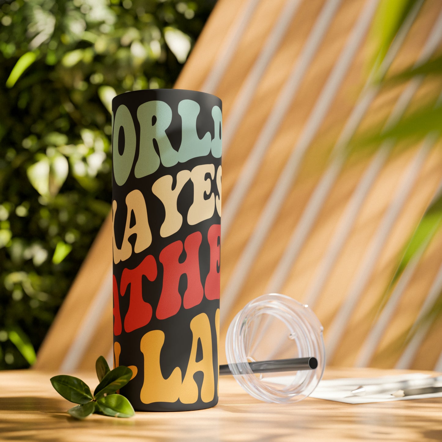 World's Greatest Okayest Father-In-Law Skinny Tumbler with Straw, 20oz