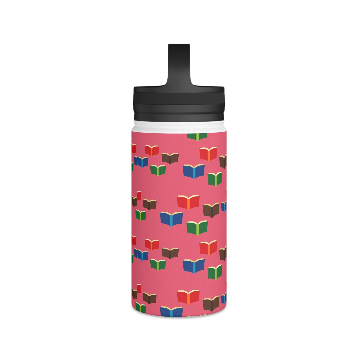 Back To School Books Stainless Steel Water Bottle, Handle Lid
