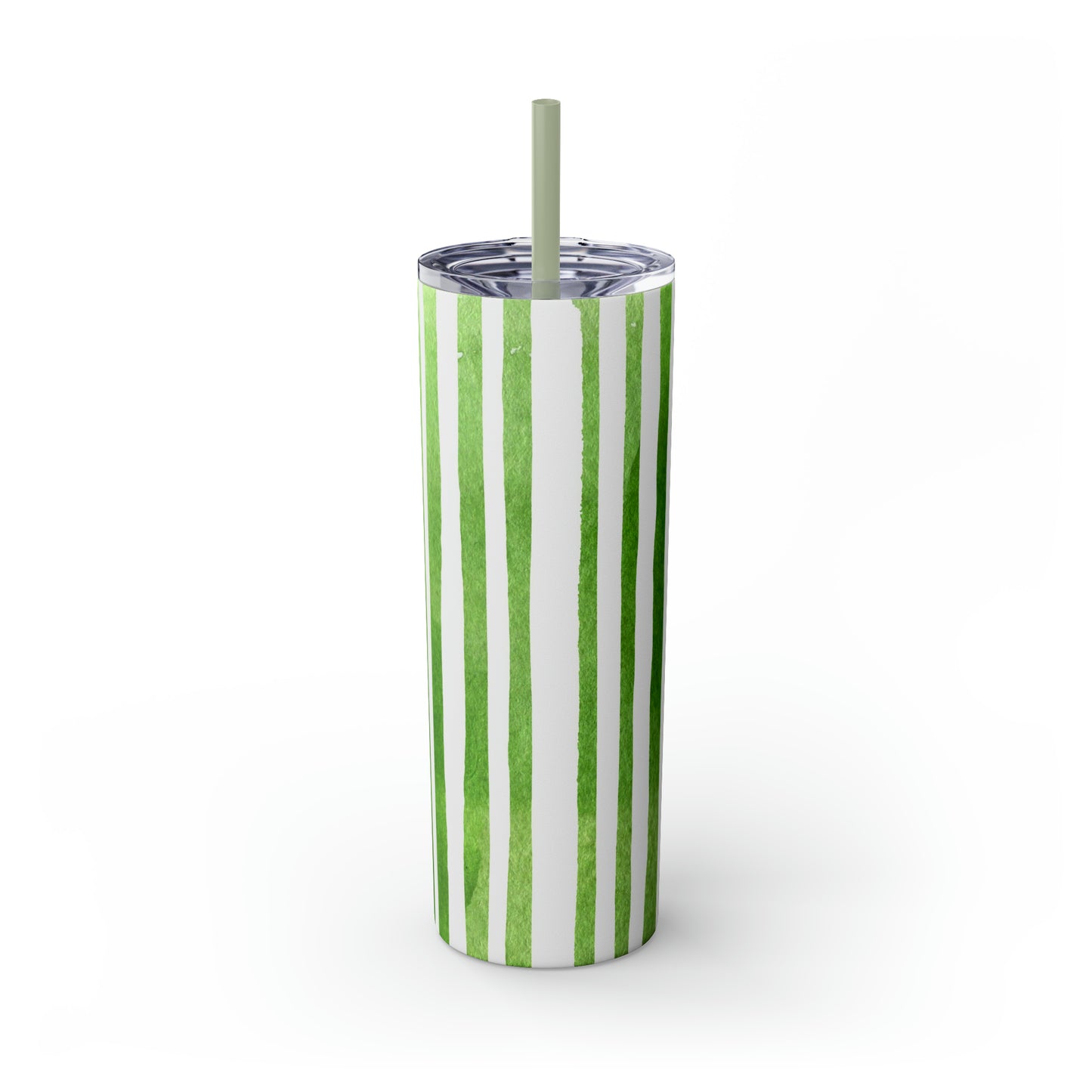 St Patricks Day Stripes Skinny Tumbler with Straw, 20oz