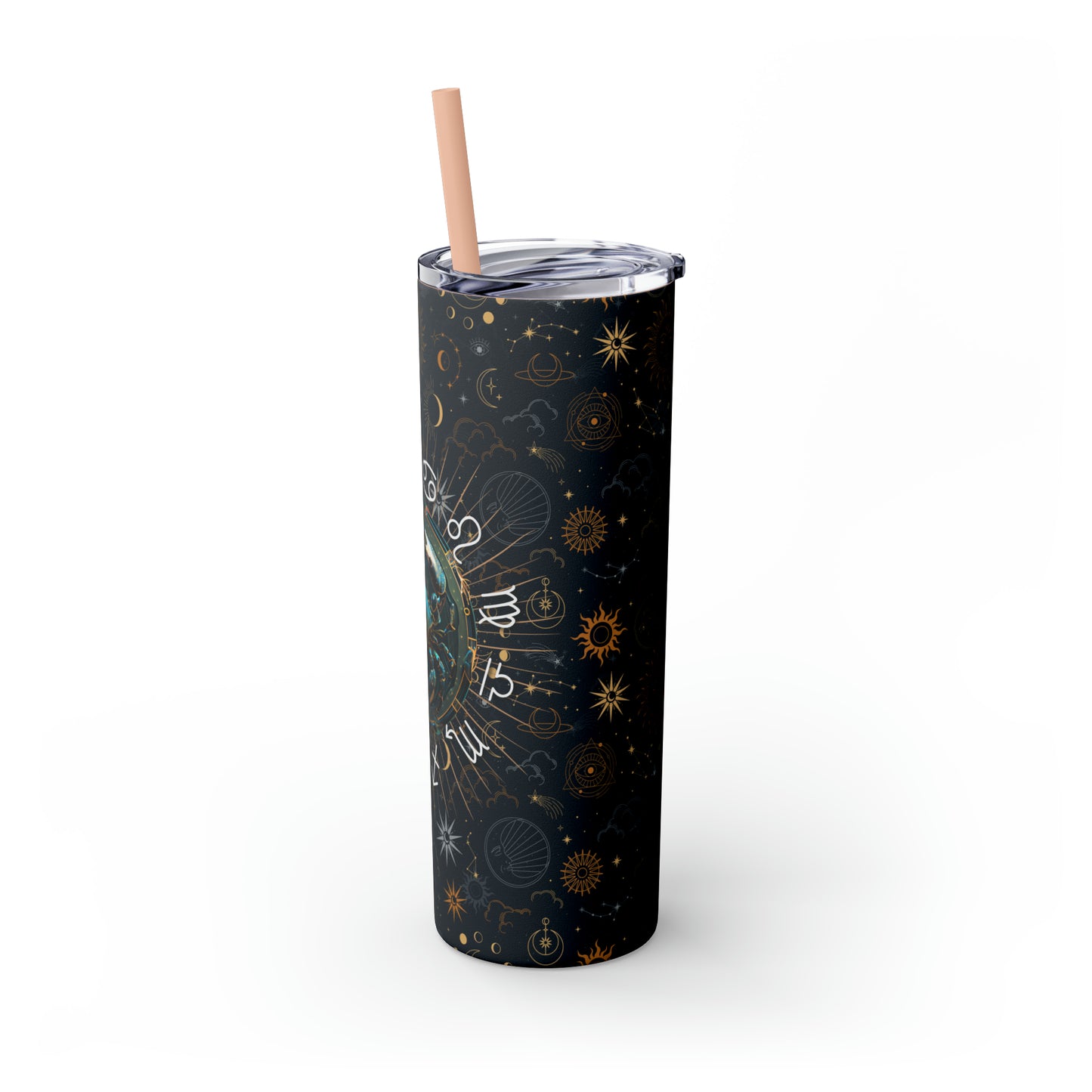 Cancer Zodiac Skinny Tumbler with Straw Astrology Insulated Mug Bridesmaids Gift Bachelorette Party Favor Birthday Gift