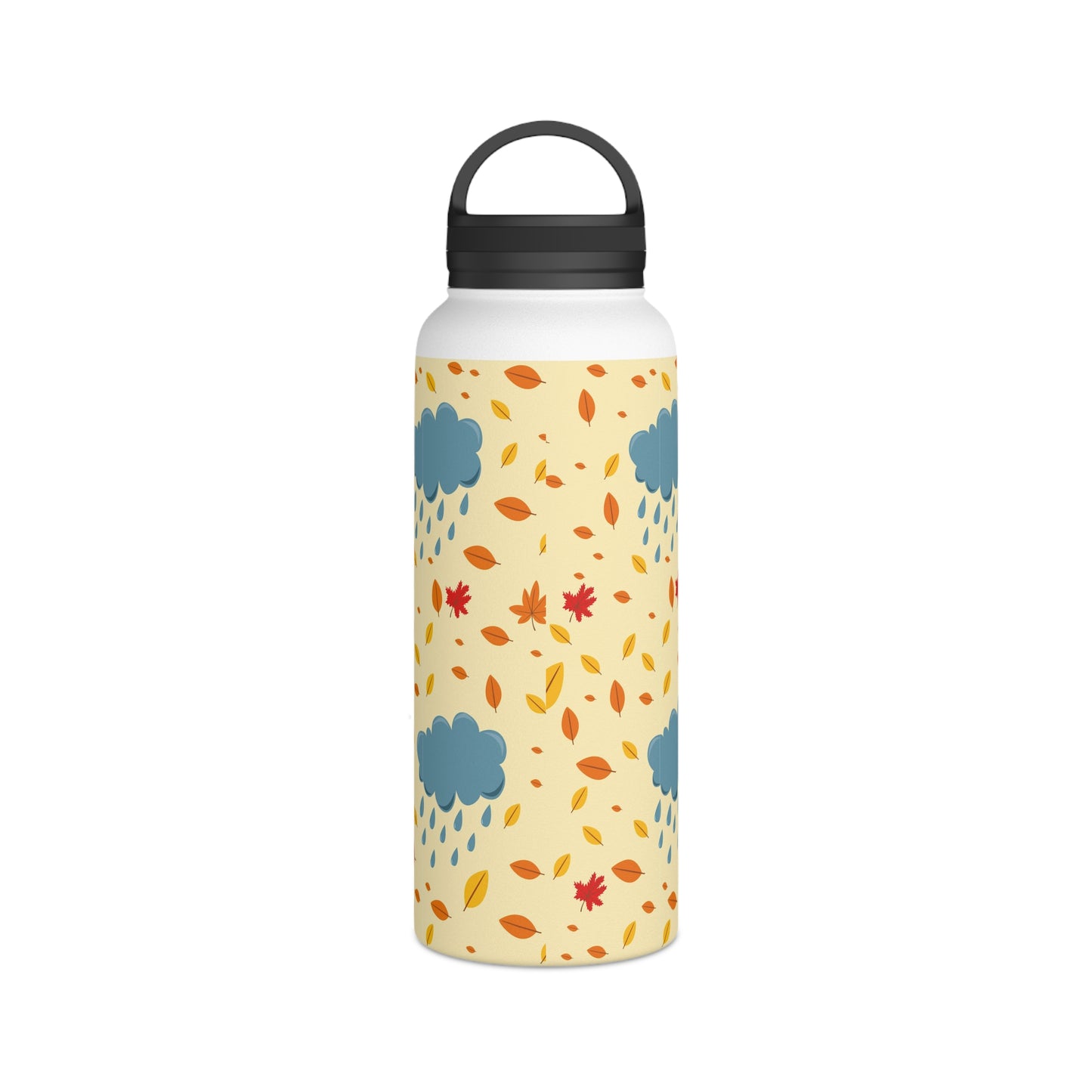 Back To School Clouds & Leaves Stainless Steel Water Bottle, Handle Lid