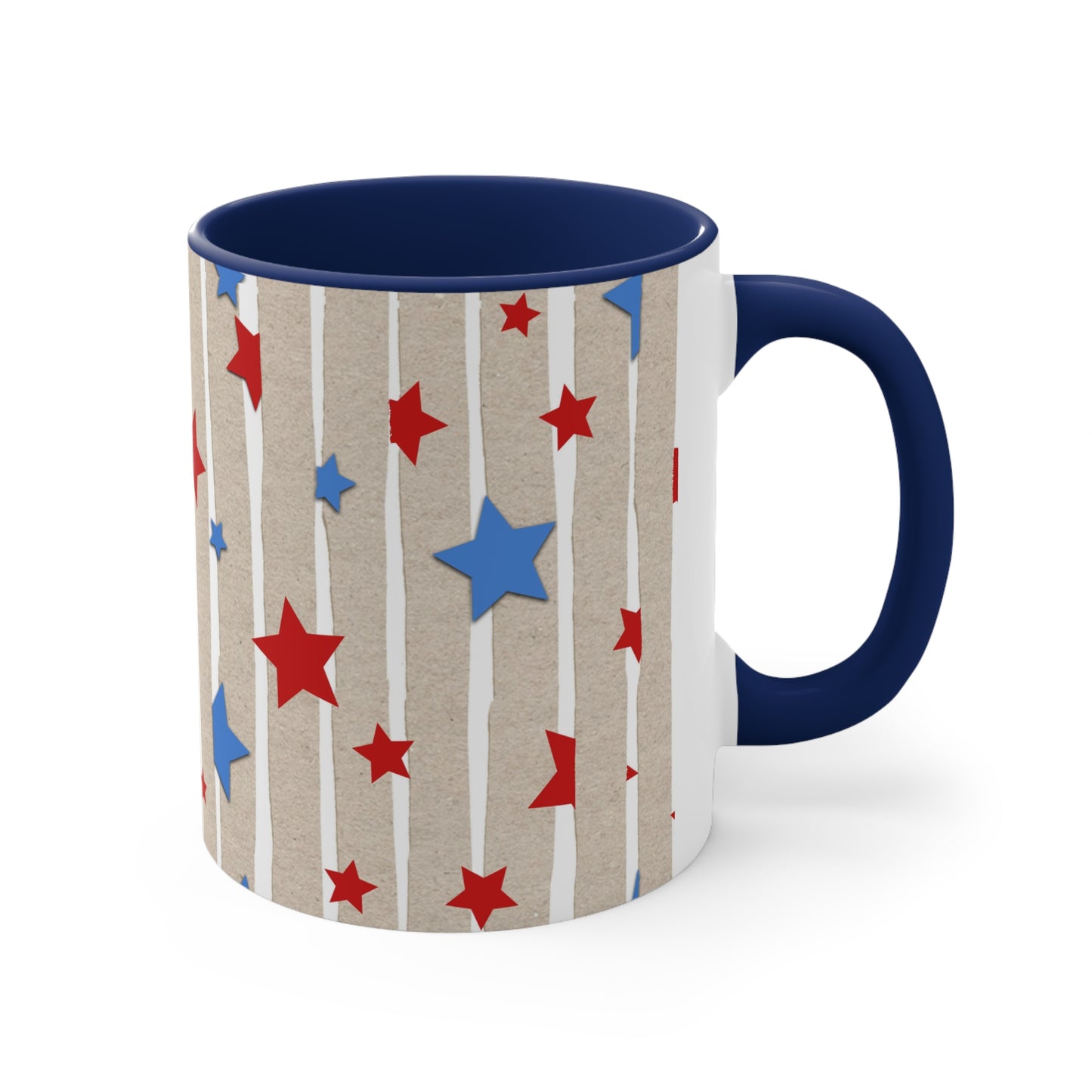 American Flag Stars & Stripes Themed Accent Coffee Mug, 11oz