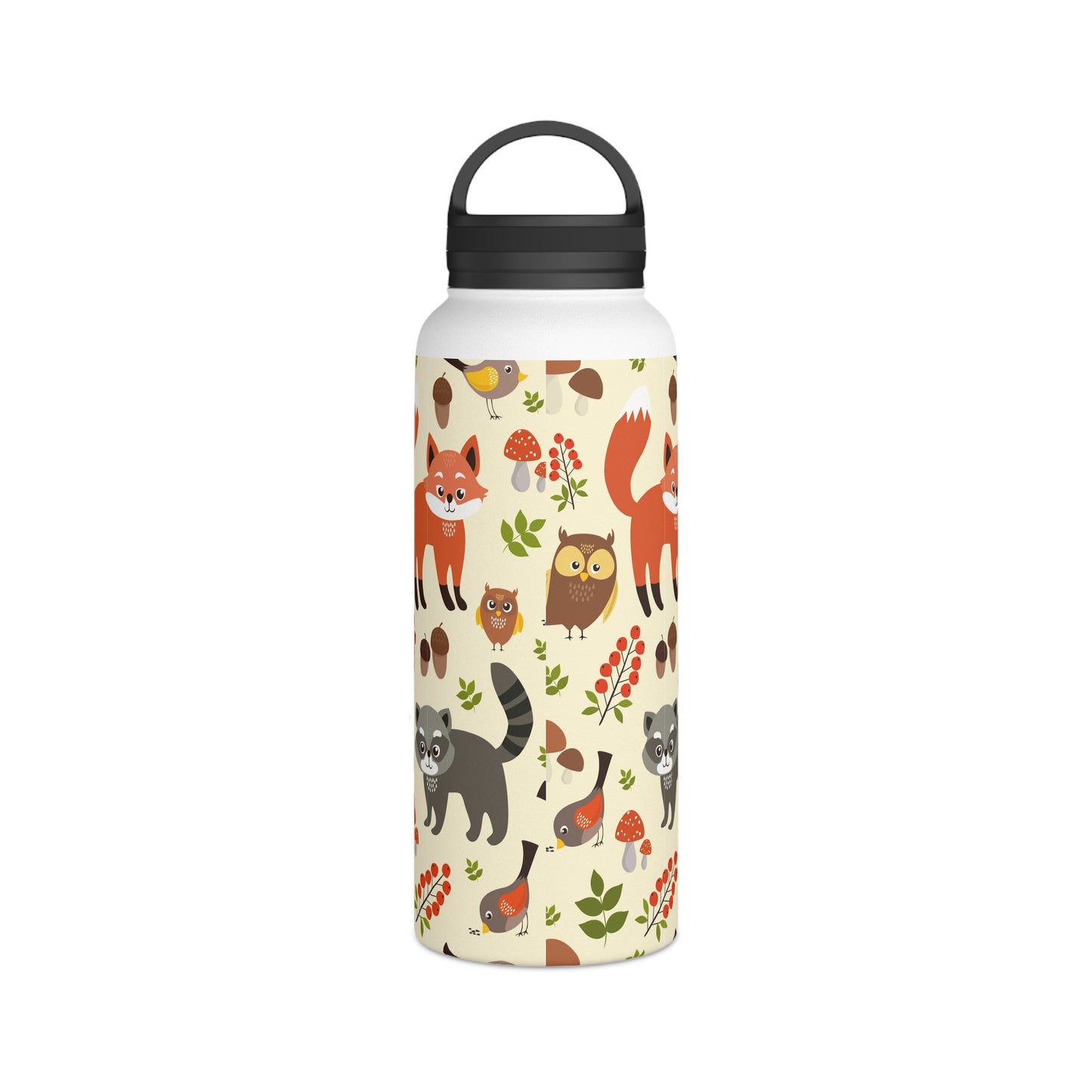 Back To School Animals Stainless Steel Water Bottle, Handle Lid