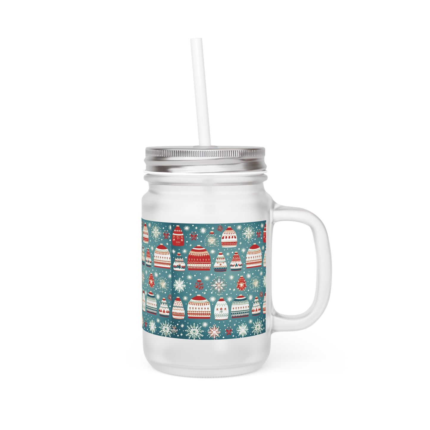 Ugly Christmas Sweater Pattern Mason Jar