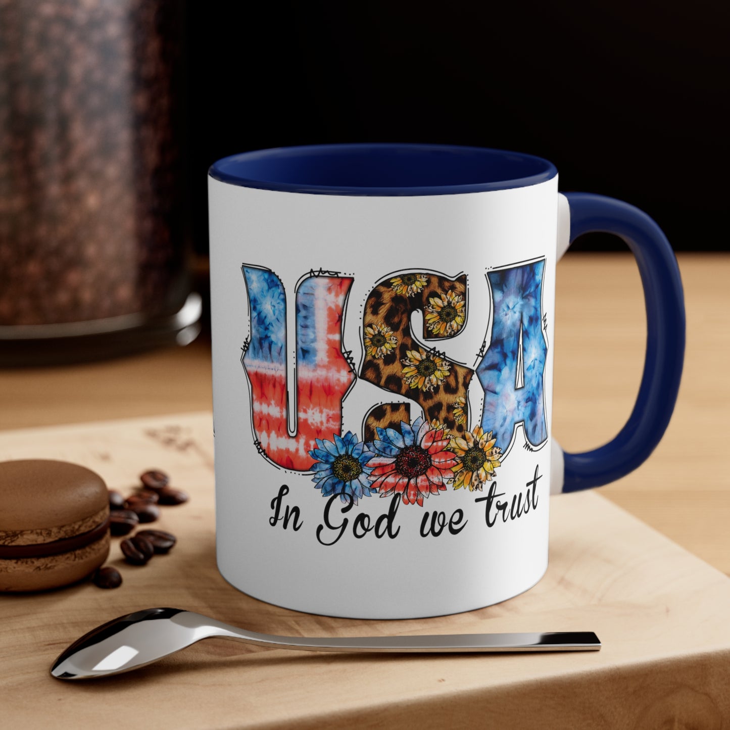 USA In God We Trust Accent Coffee Mug, 11oz