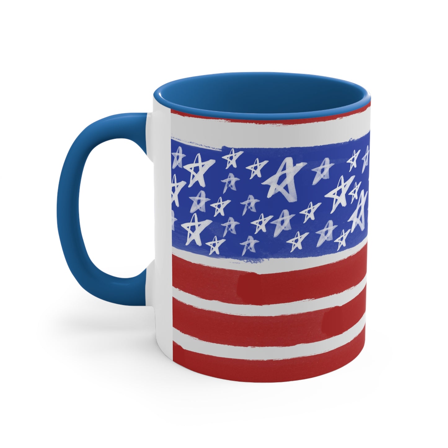 American Flag Themed Accent Coffee Mug, 11oz