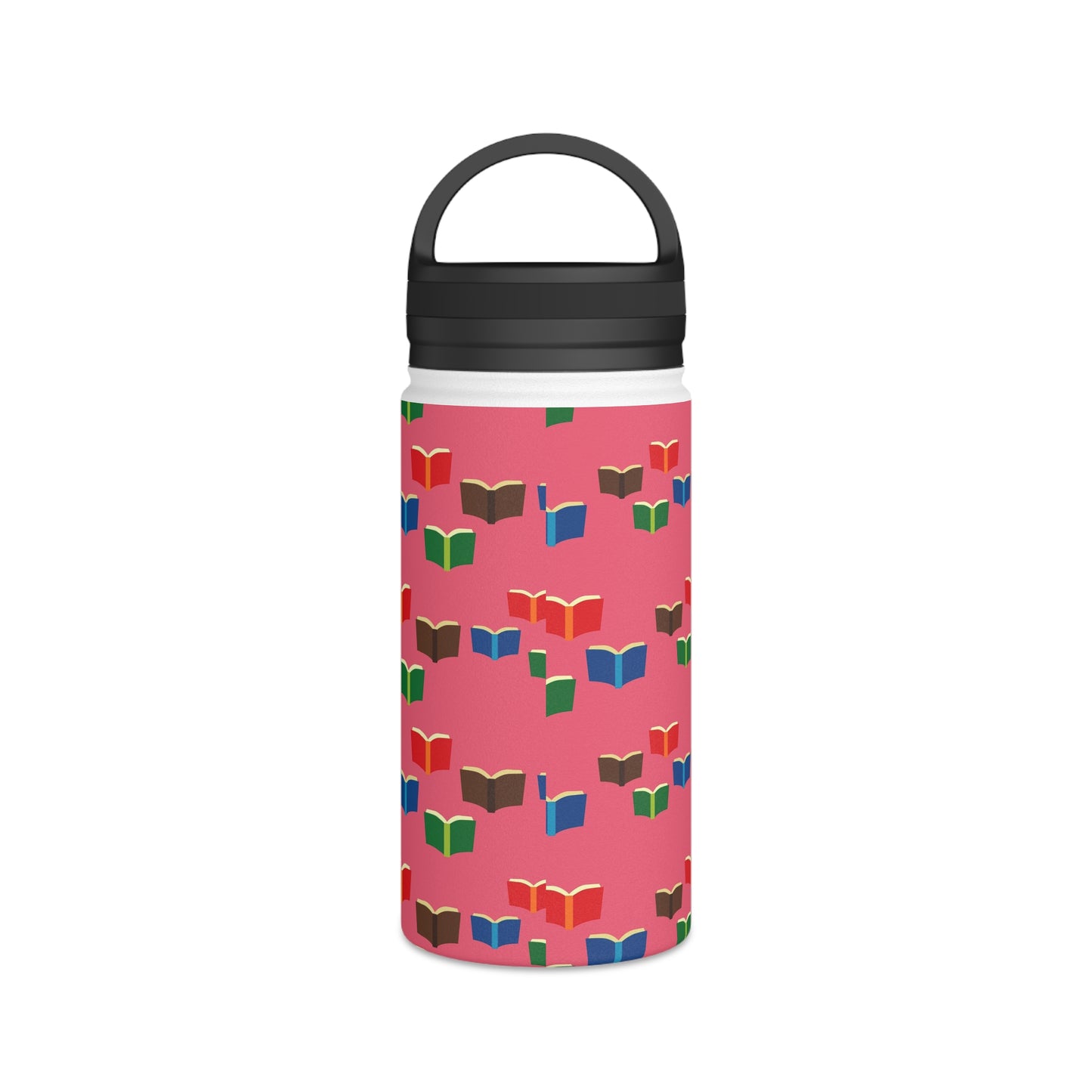 Back To School Books Stainless Steel Water Bottle, Handle Lid