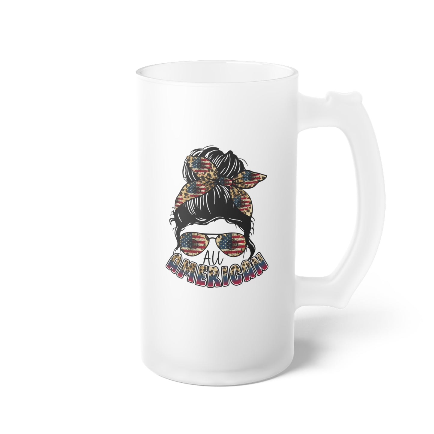 All American Girl Frosted Glass Beer Mug