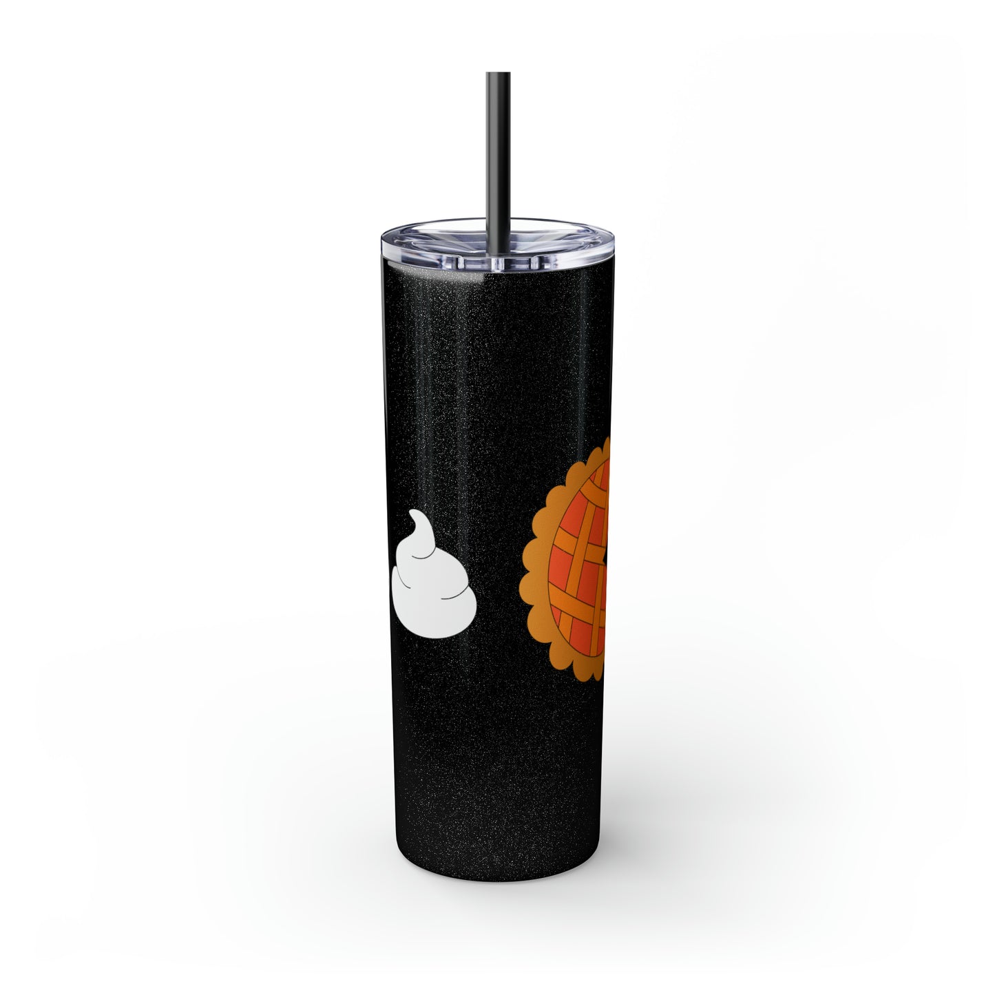 Pumpkin Pie & Whipped Cream (Pacman Themed) Thanksgiving Skinny Tumbler with Straw, 20oz