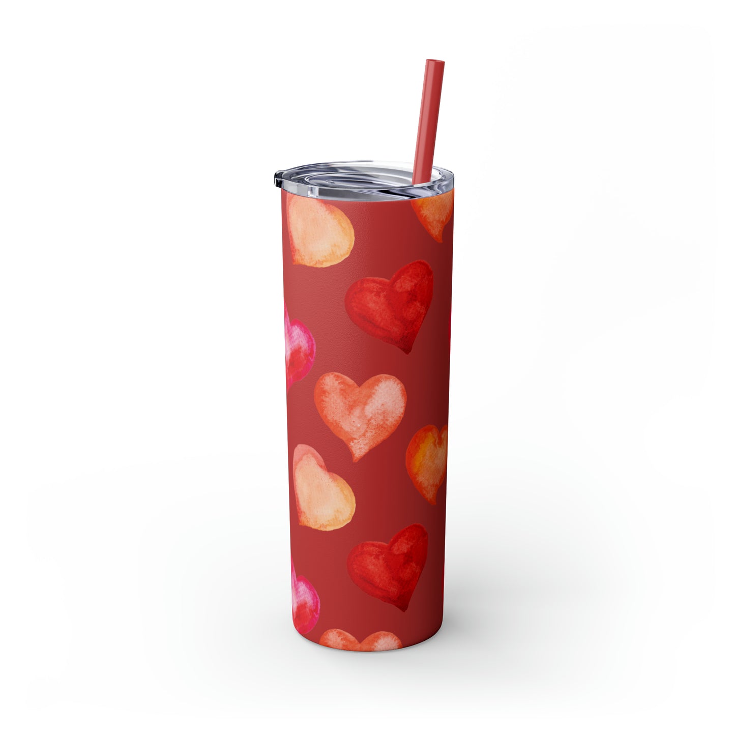 Valentine's Hearts Skinny Tumbler with Straw, 20oz