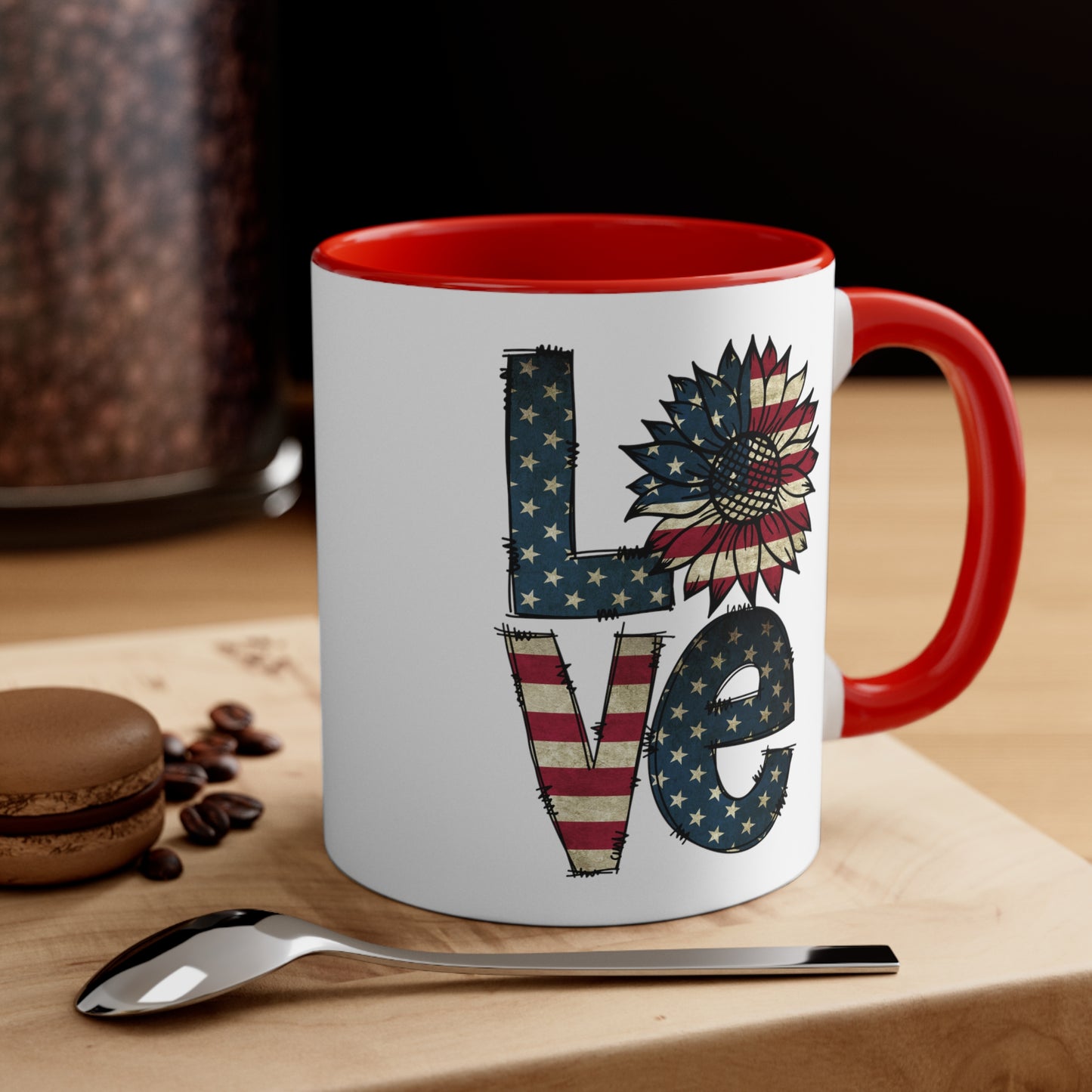 Love Sunflover Flag Accent Coffee Mug, 11oz