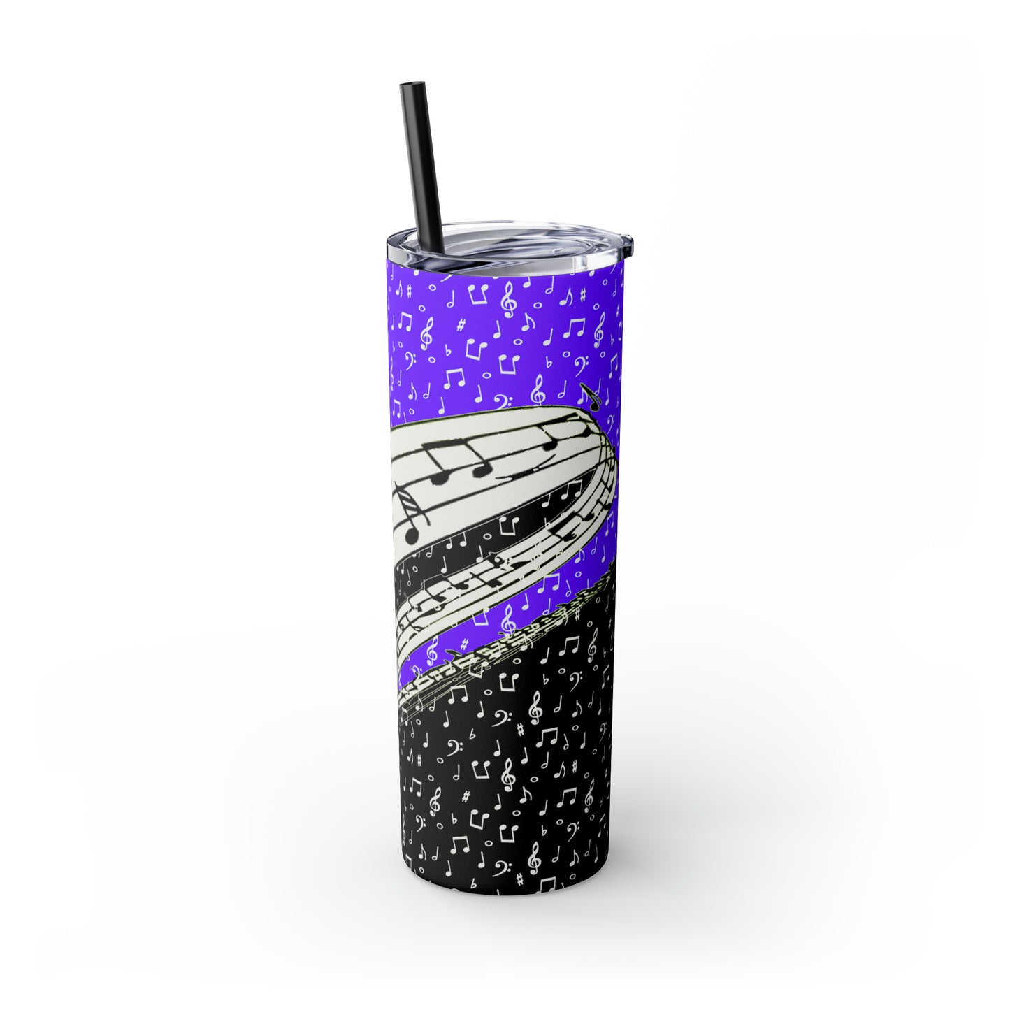 Musical Notes Skinny Tumbler with Straw, 20oz