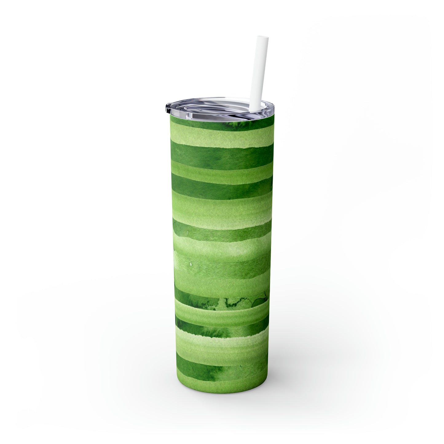 St Patricks Day Stripes Skinny Tumbler with Straw, 20oz