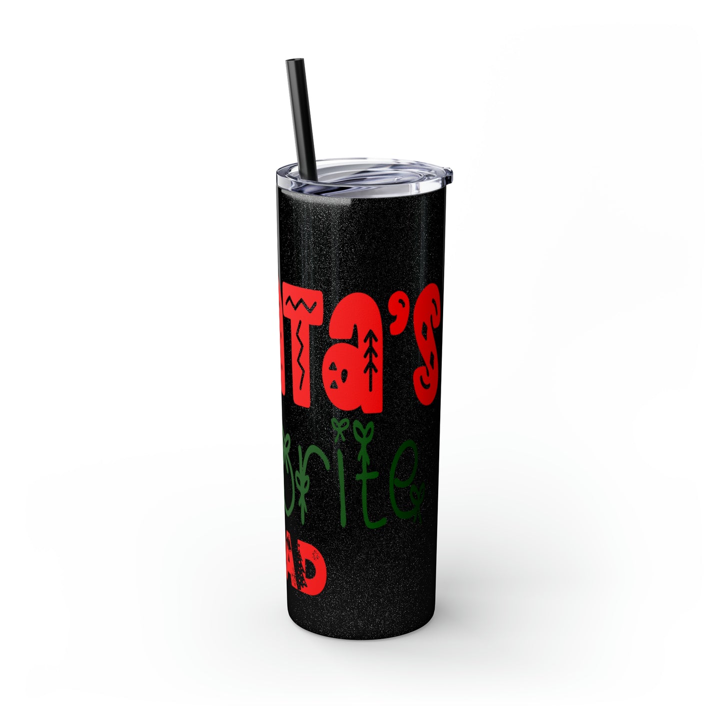 Santa's Favorite Dad Skinny Tumbler with Straw, 20oz