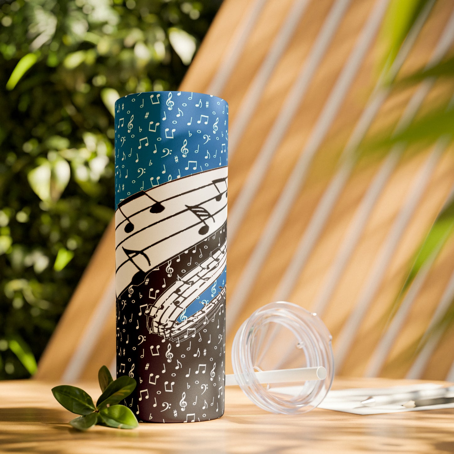 Musical Notes Skinny Tumbler with Straw, 20oz
