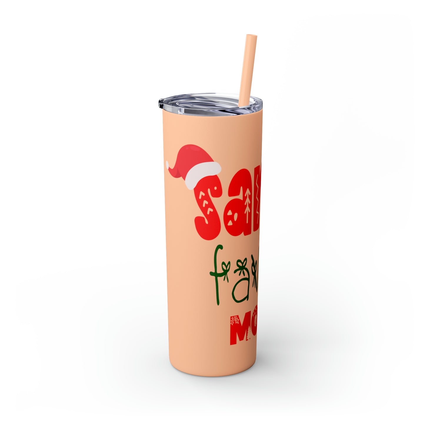 Santa's Favorite Mother Skinny Tumbler with Straw, 20oz