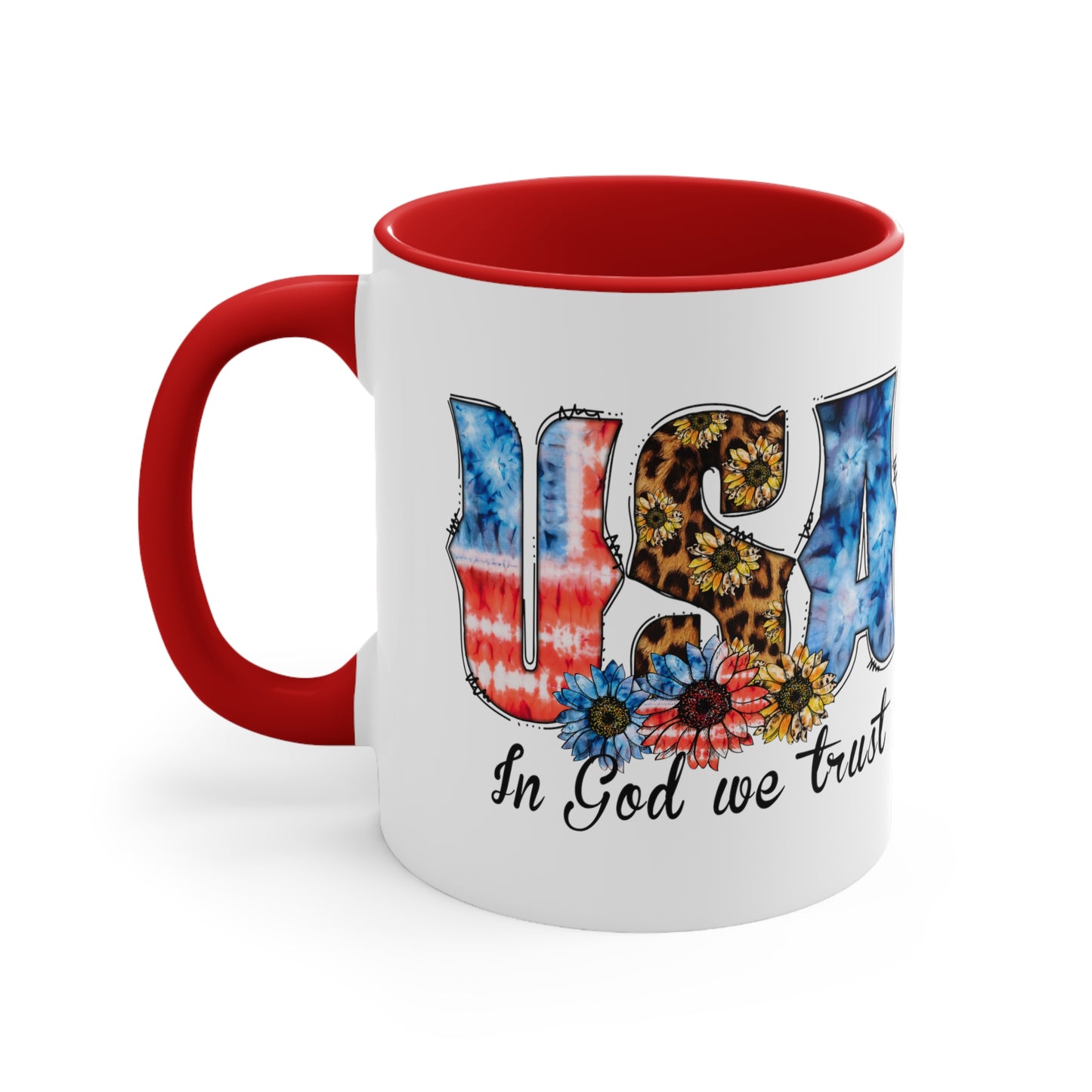 USA In God We Trust Accent Coffee Mug, 11oz