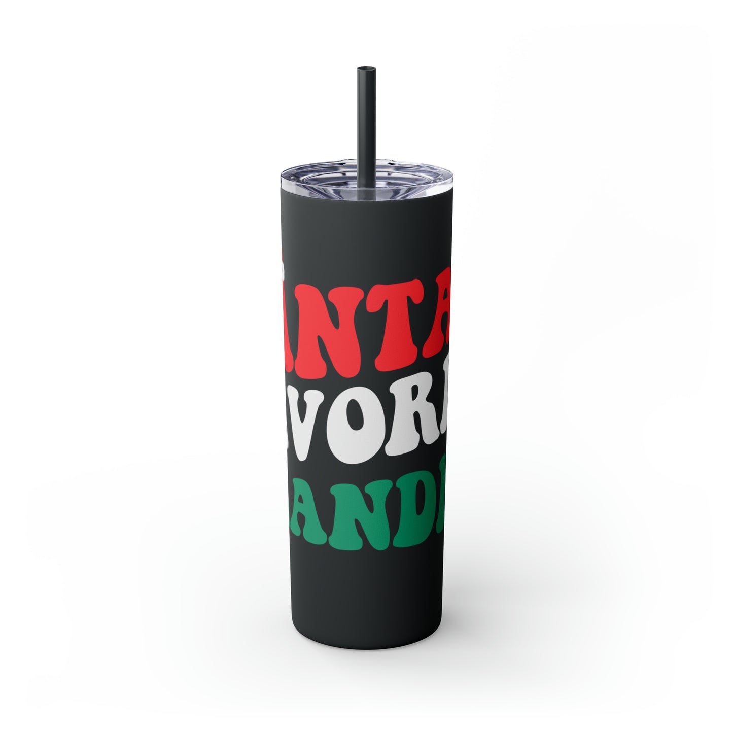 Santa's Favorite Grandma Skinny Tumbler with Straw, 20oz