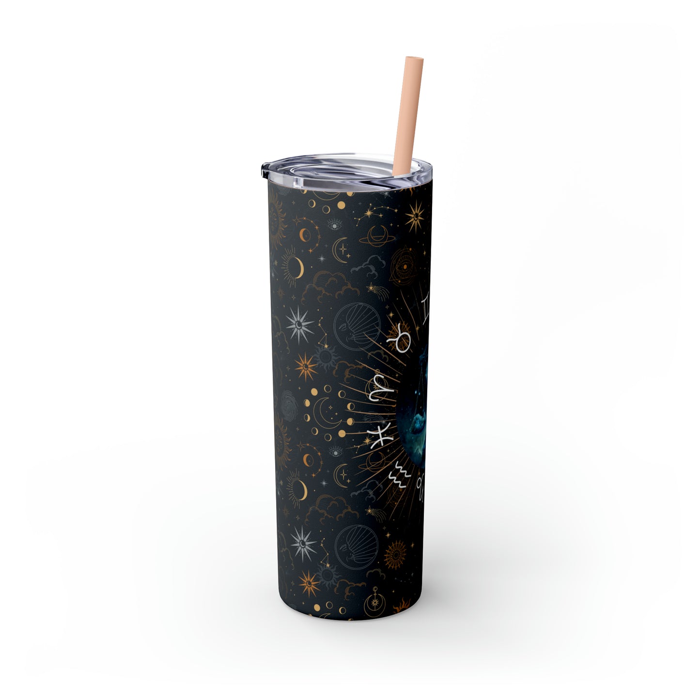 Libra Zodiac Skinny Tumbler with Straw Astrology Insulated Mug Bridesmaids Gift Bachelorette Party Favor Birthday Gift