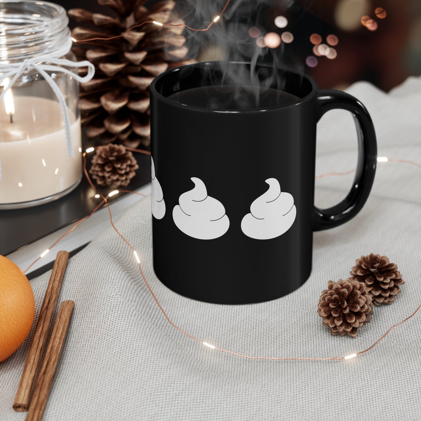 Pumpkin Pie and Whipped Cream 11oz Black Mug