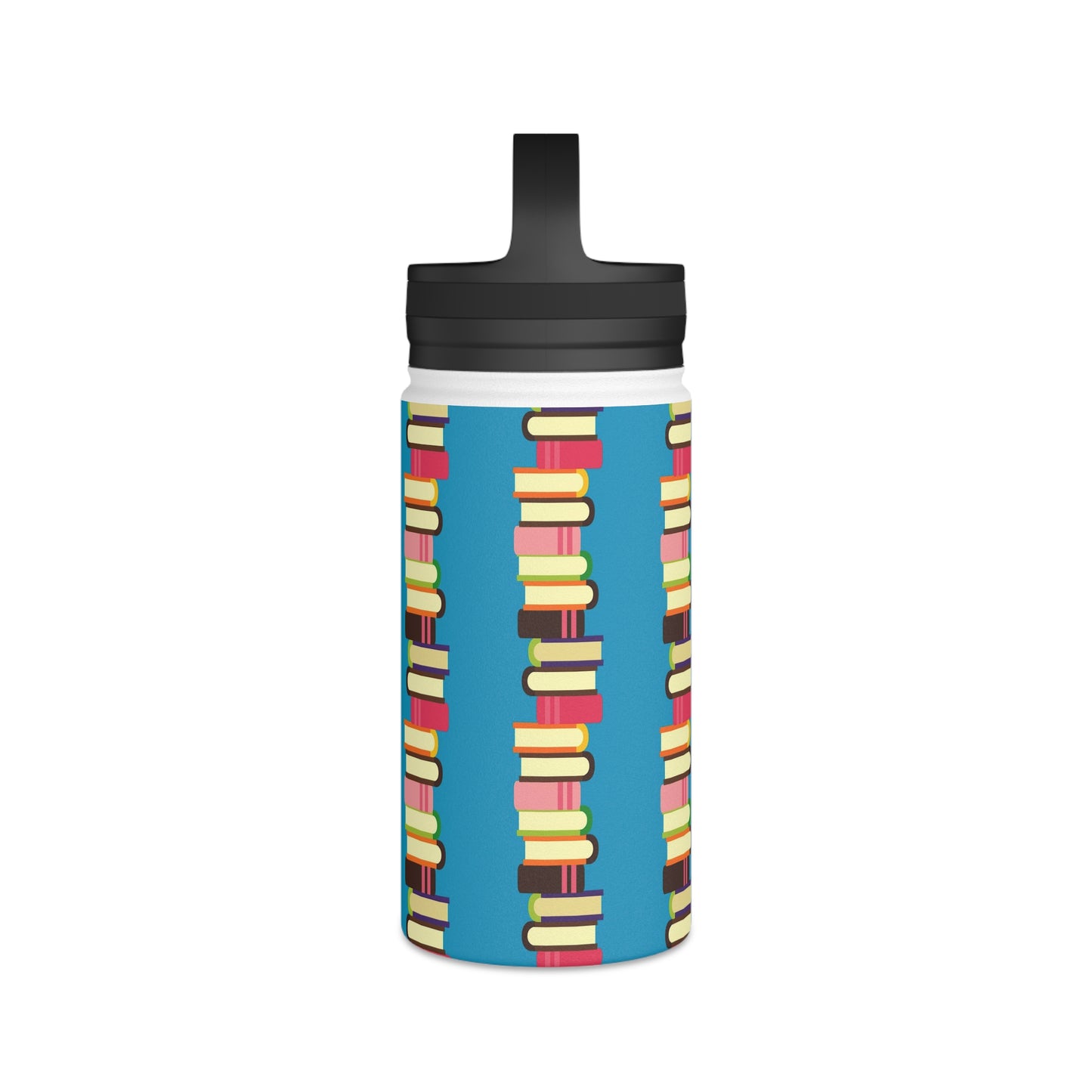 Back To School Books Stainless Steel Water Bottle, Handle Lid