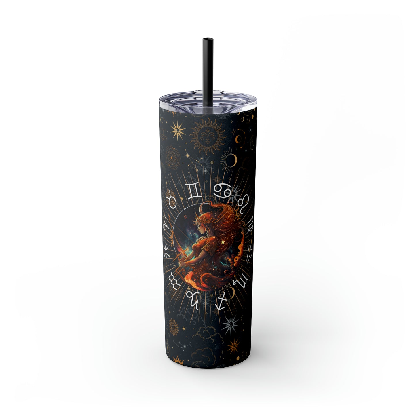 Sagittarius Zodiac Skinny Tumbler with Straw Astrology Insulated Mug Bridesmaids Gift Bachelorette Party Favor Birthday Gift