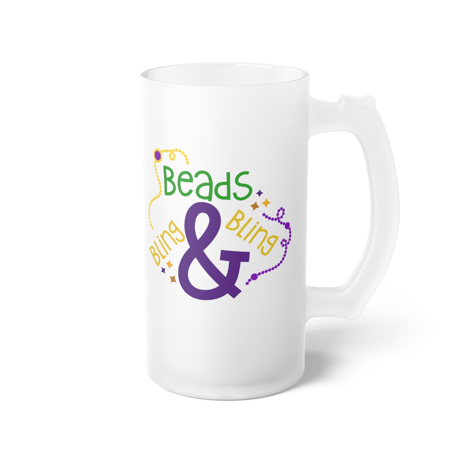 Beads & Bling Bling Frosted Glass Beer Mug