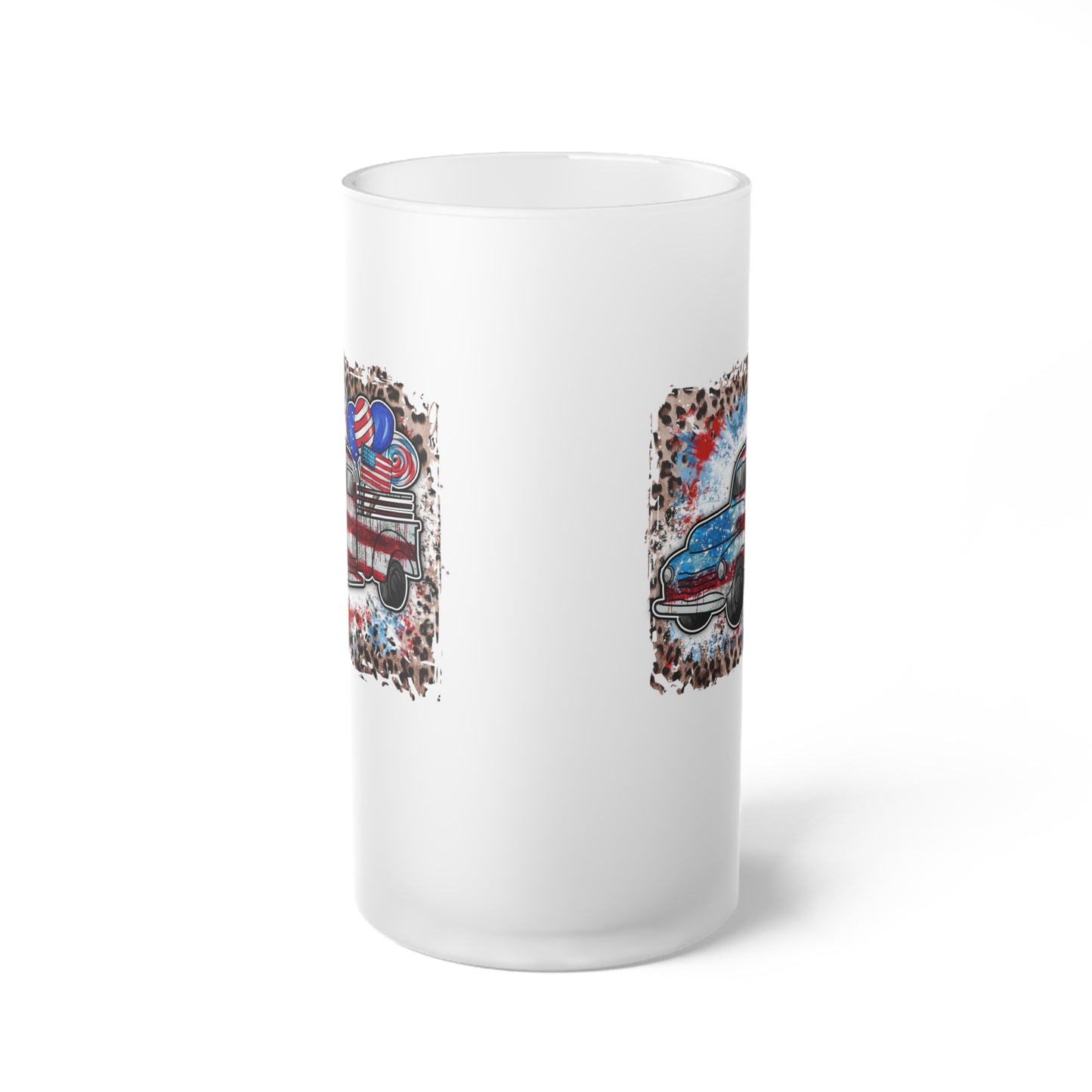 American Classic Cars Frosted Glass Beer Mug