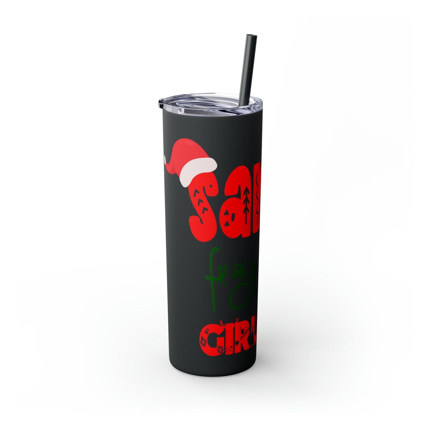 Santa's Favorite Girlfriend Skinny Tumbler with Straw, 20oz