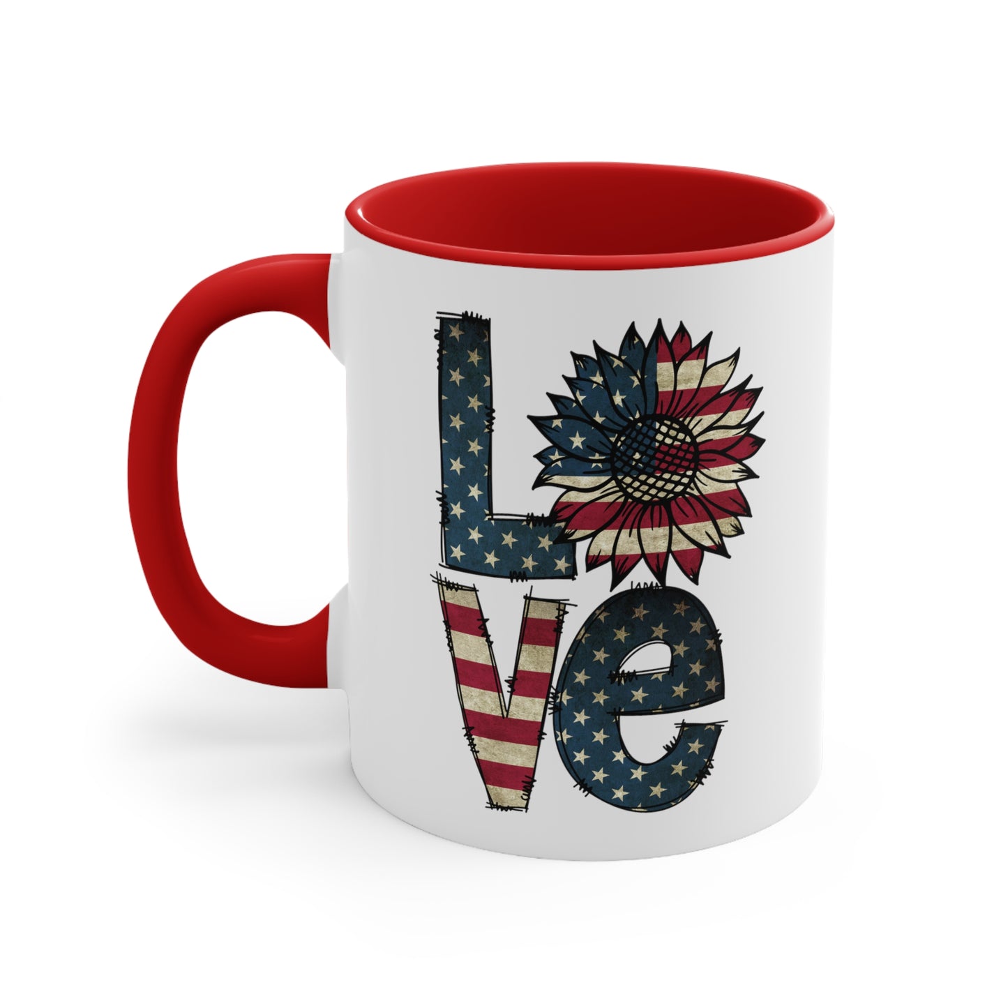 Love Sunflover Flag Accent Coffee Mug, 11oz