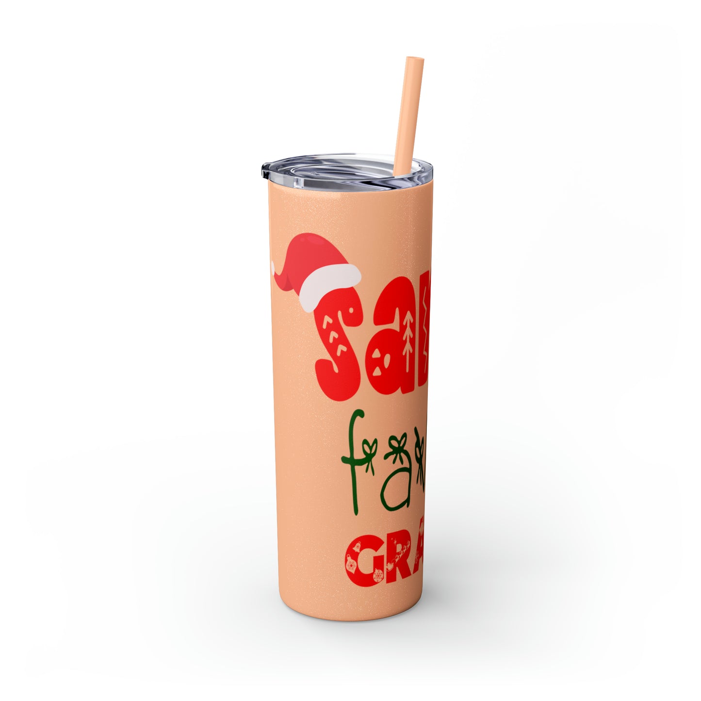 Santa's Favorite Grandma Skinny Tumbler with Straw, 20oz