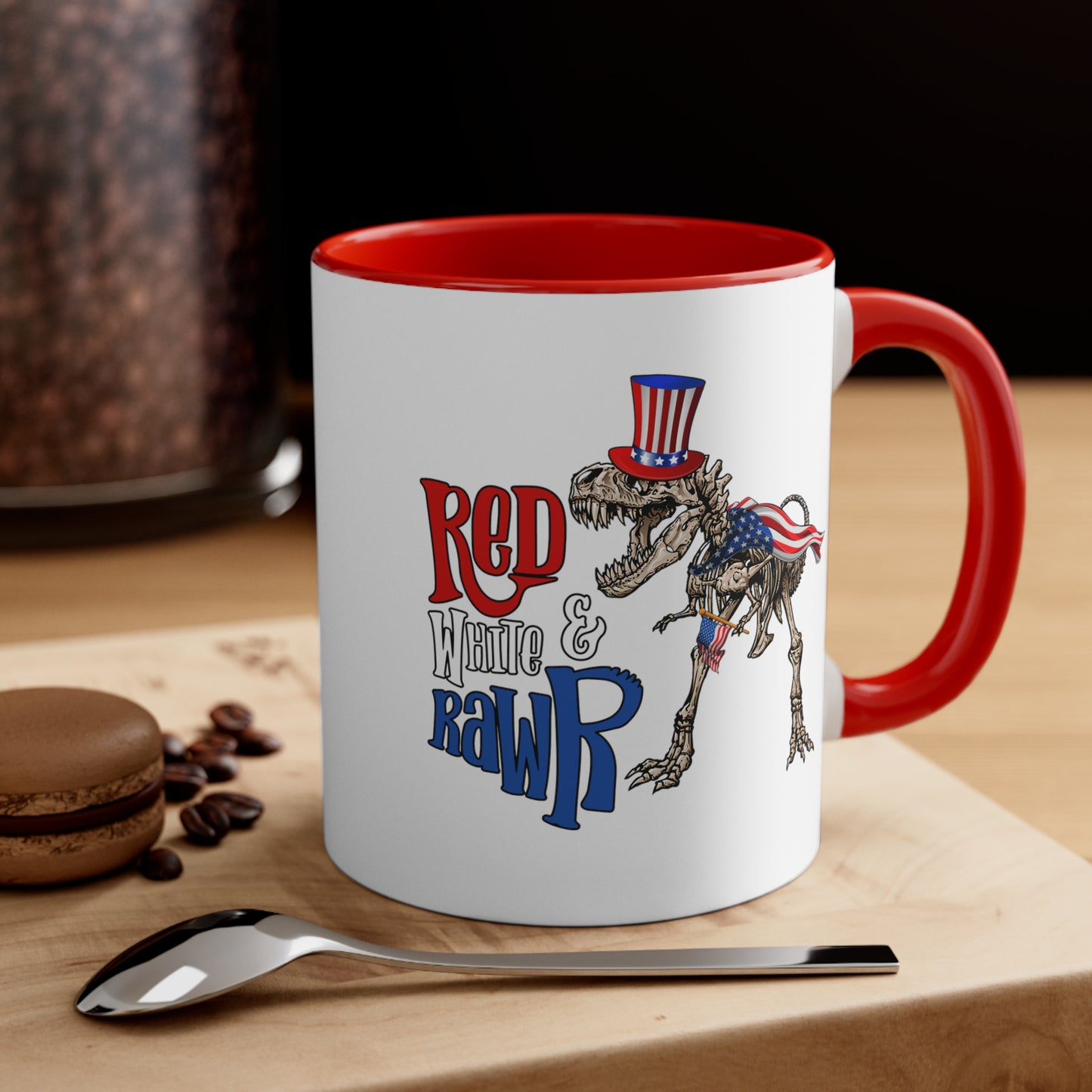 Red White & Rawr Accent Coffee Mug, 11oz