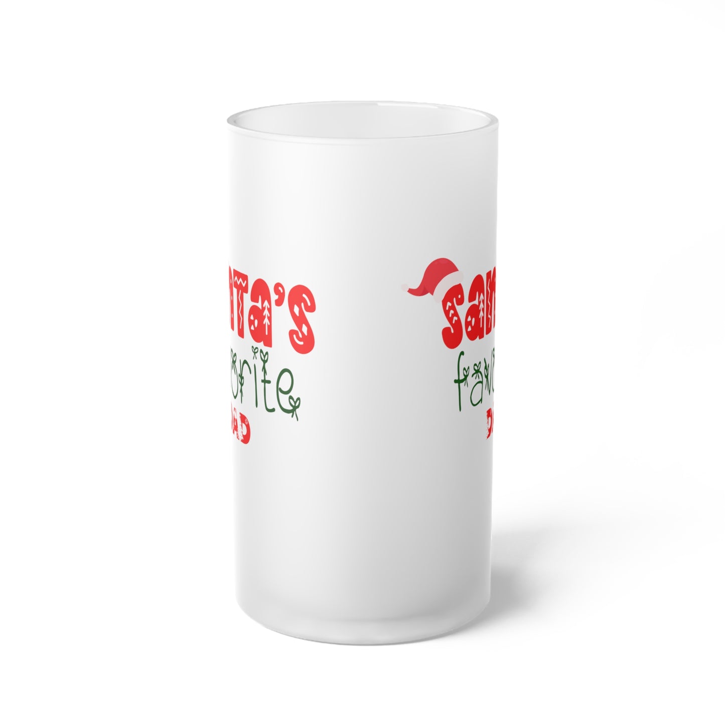 Santa's Favorite Dad Frosted Glass Beer Mug