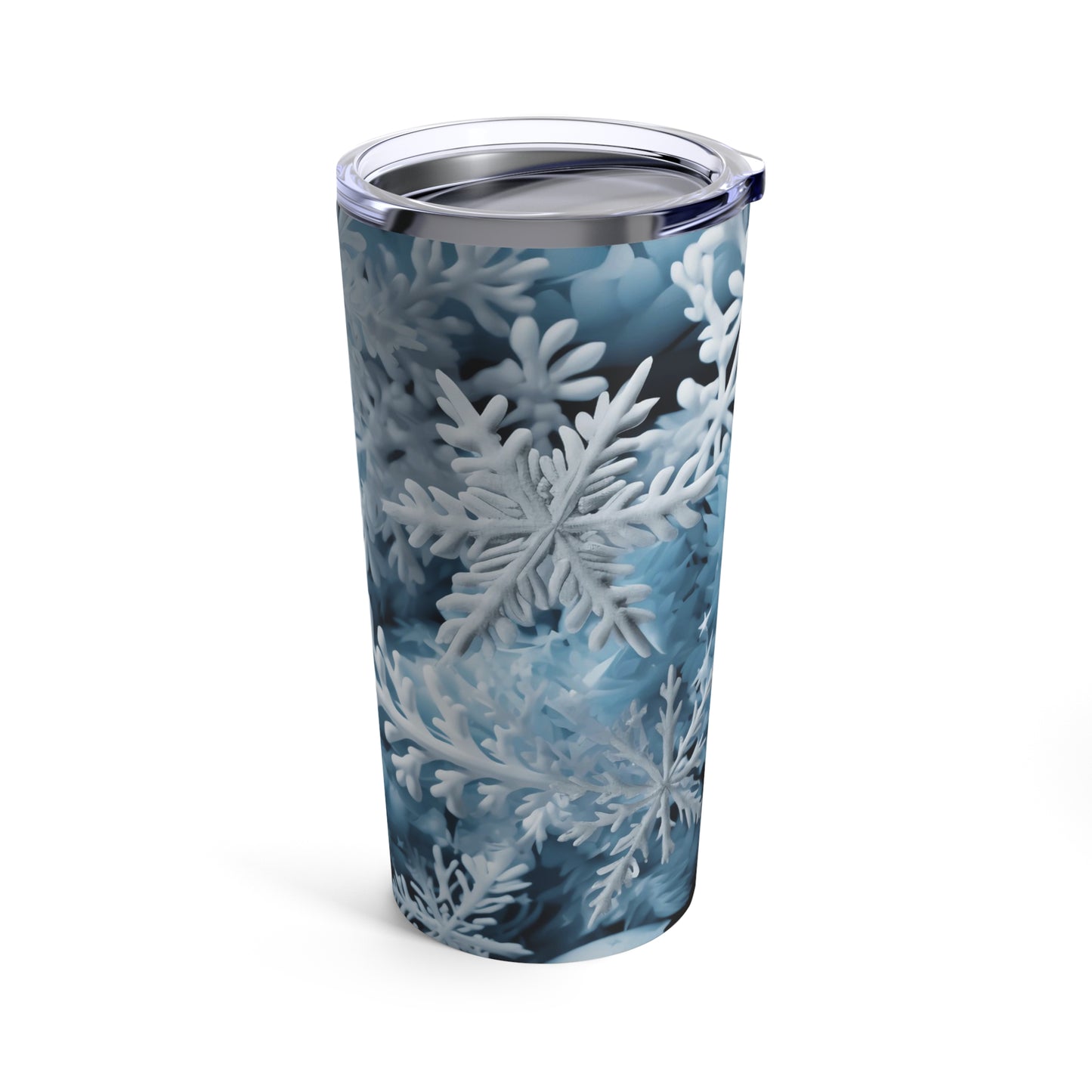 Snowflake Tumbler 20oz, 3D Snowflakes Tumbler, Snowflake Tumbler, Winter Tumbler, White Tumbler with Snowflakes, Holiday Gift Tumbler