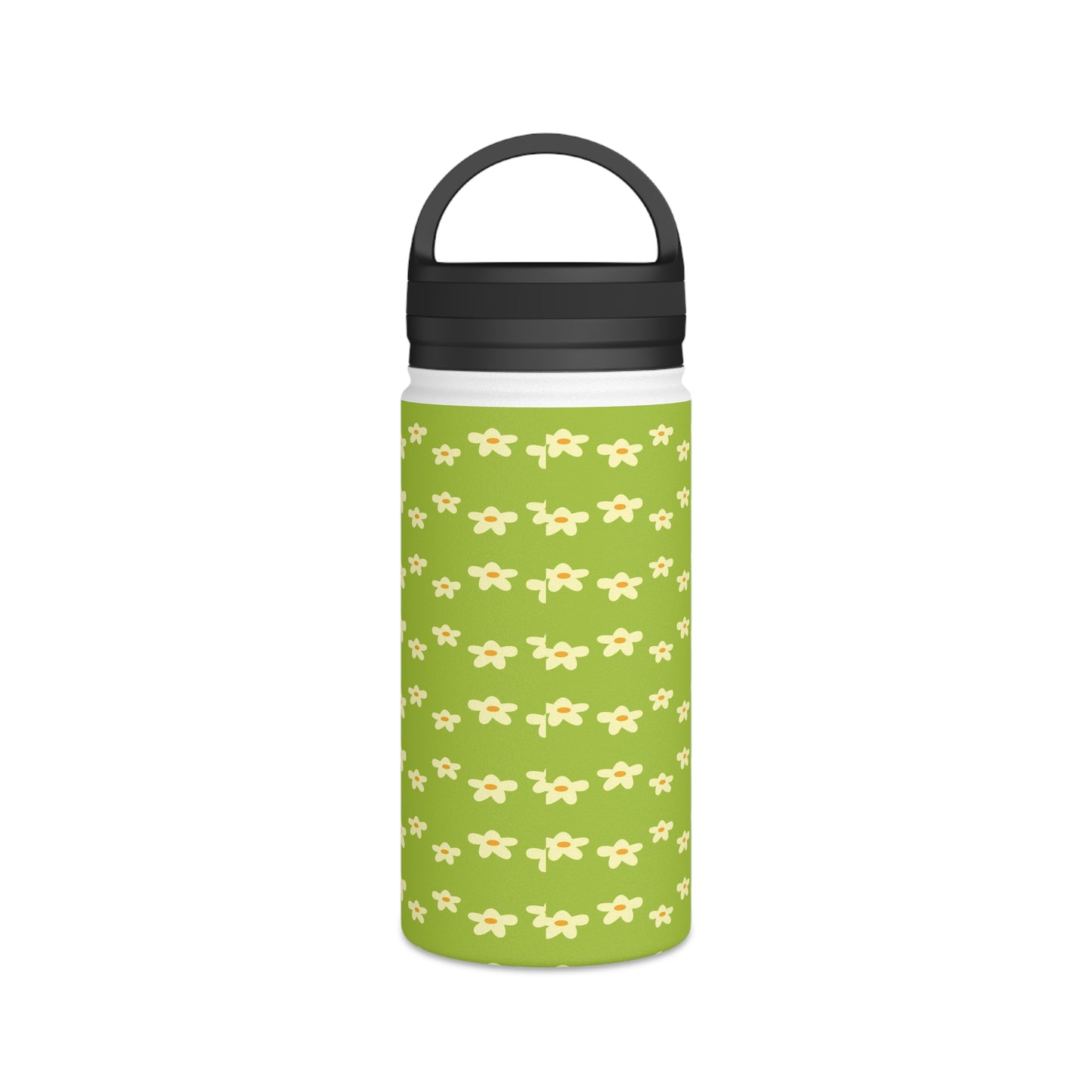 Back To School School Flowers Stainless Steel Water Bottle, Handle Lid