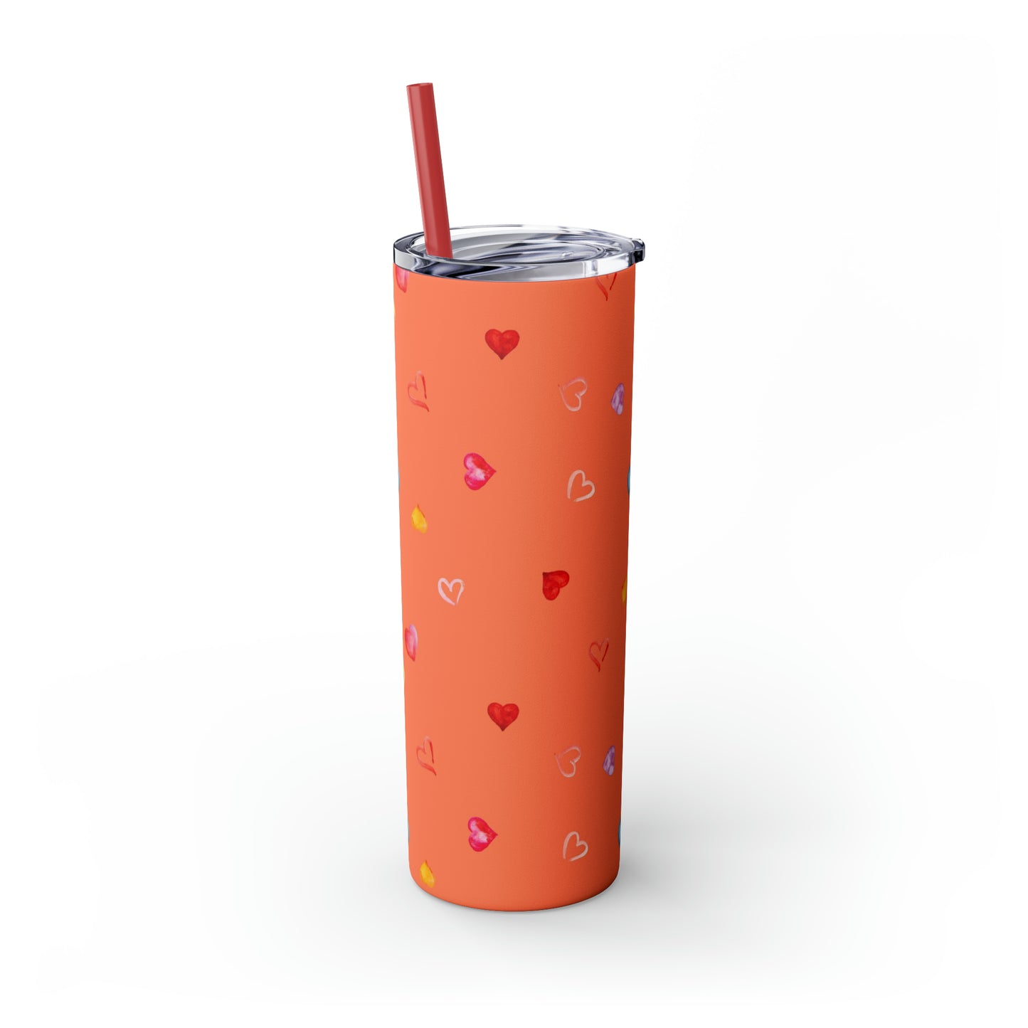 Valentine's Hearts Skinny Tumbler with Straw, 20oz