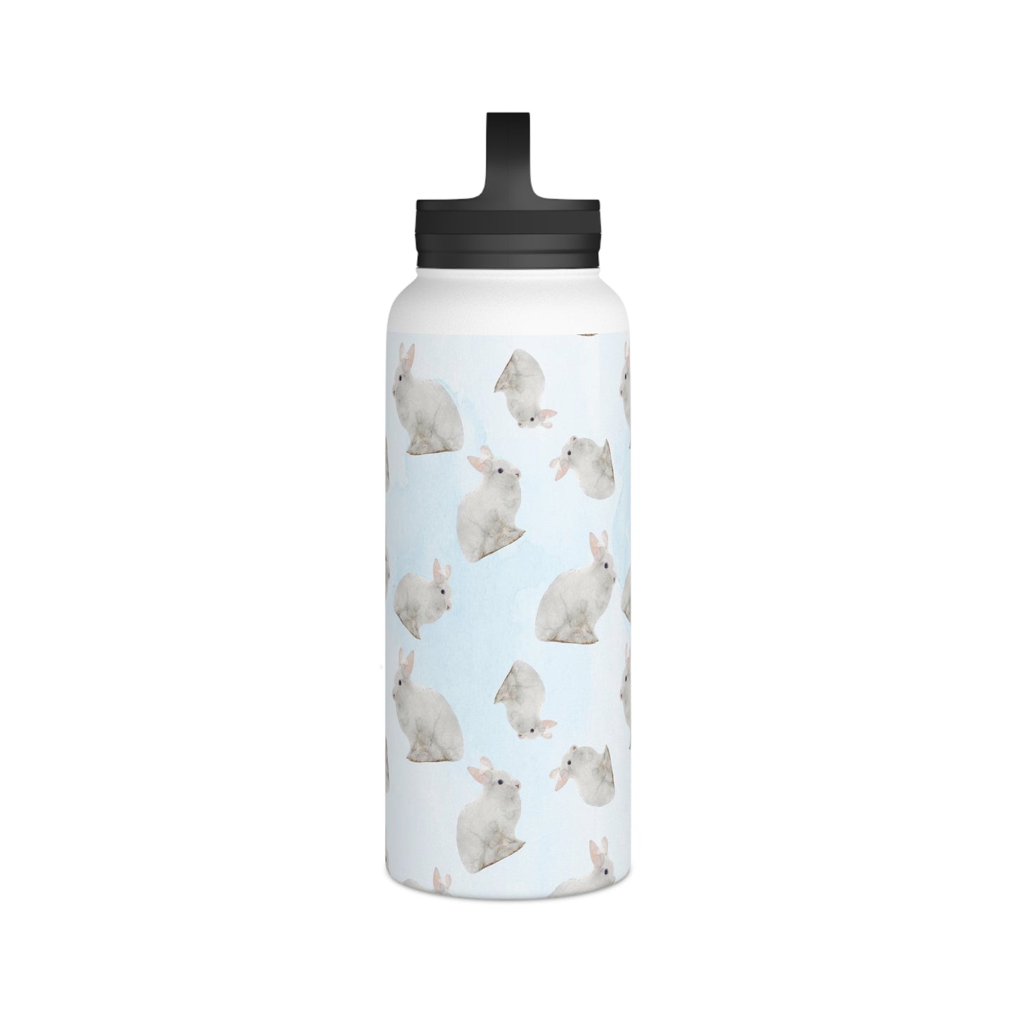 Back To School Rabbits Stainless Steel Water Bottle, Handle Lid