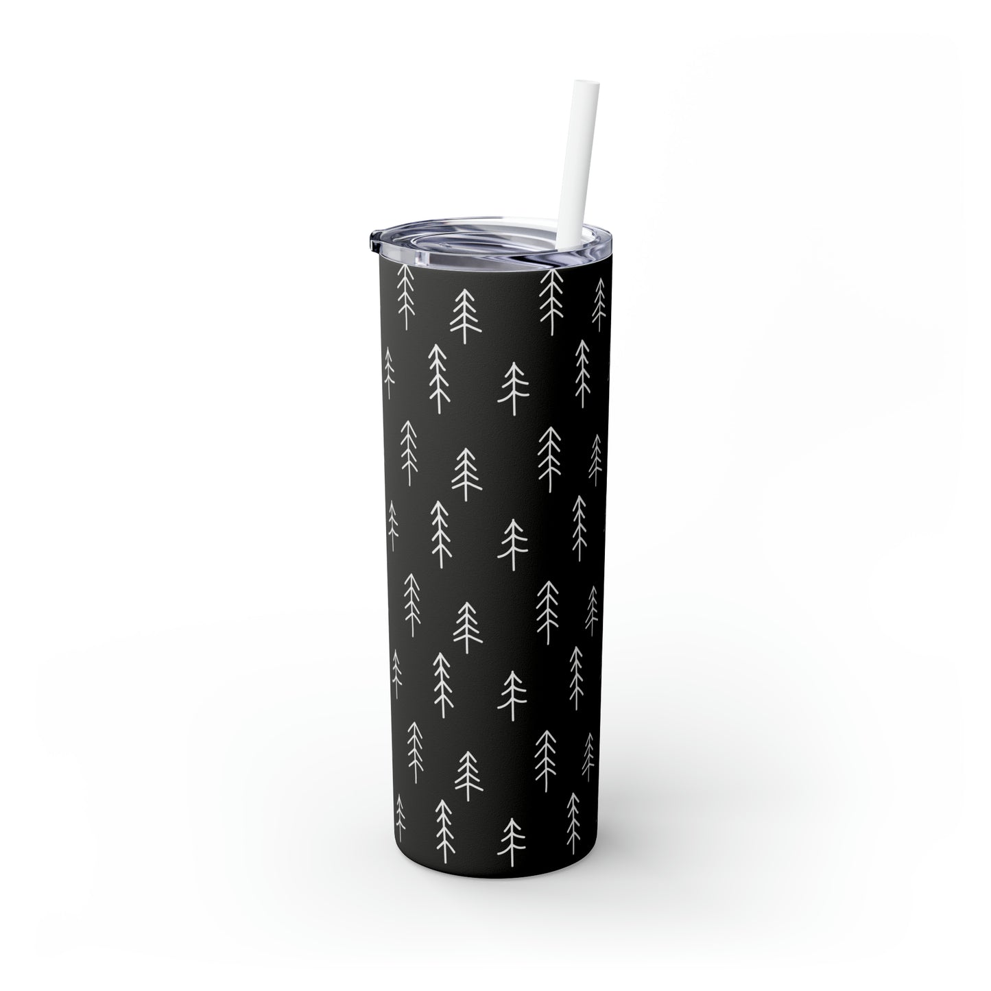 Nordic Black & White Trees Skinny Tumbler with Straw, 20oz