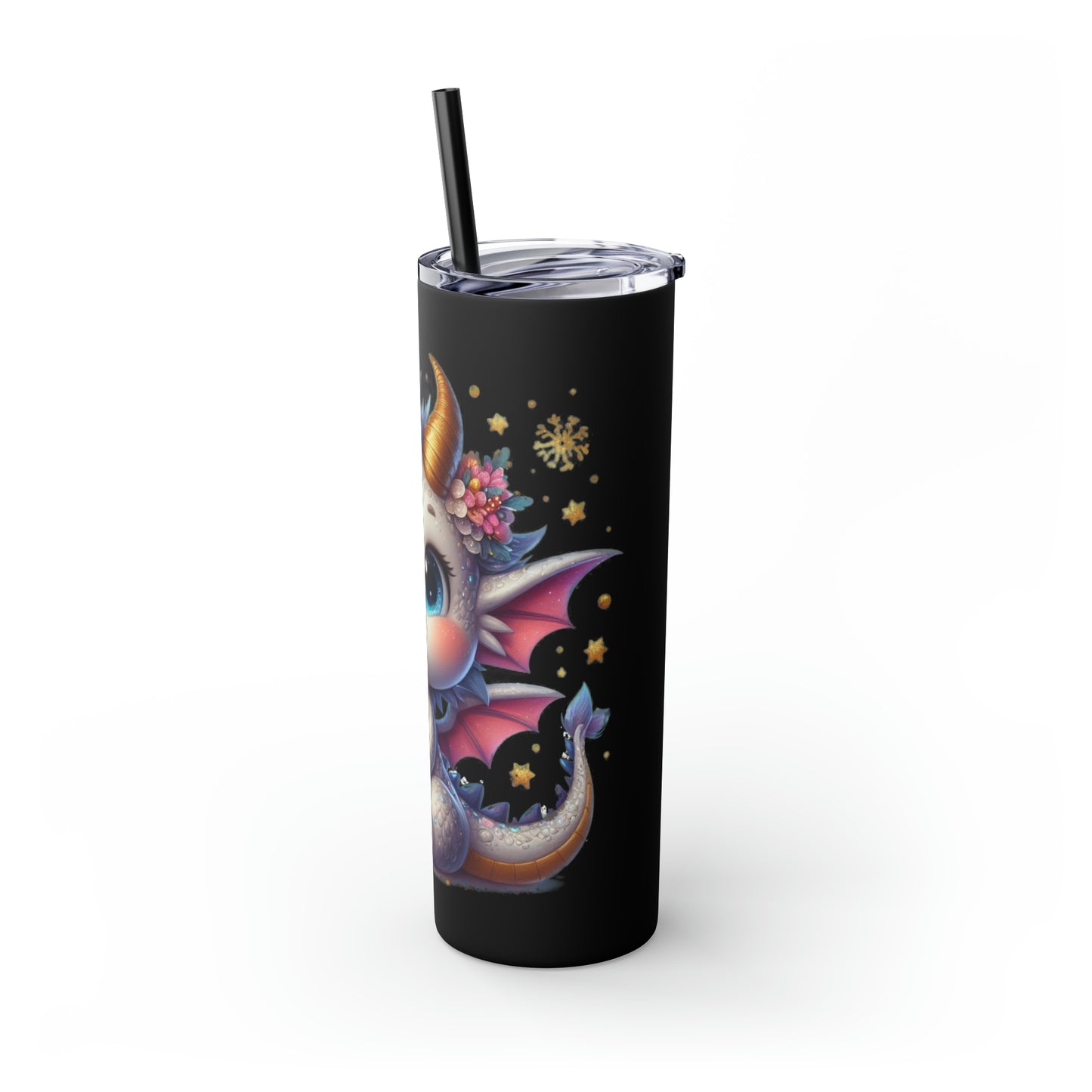 Happy New Year of Dragon Skinny Tumbler with Straw, 20oz