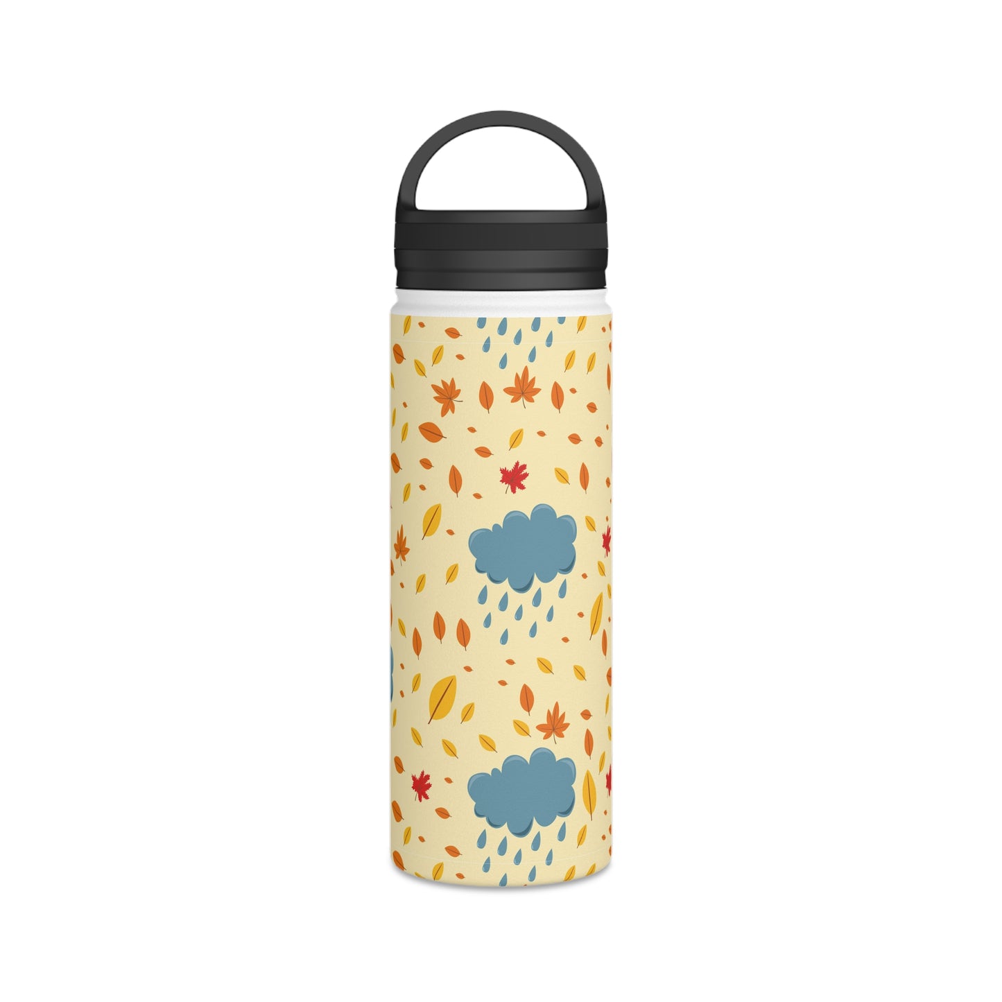 Back To School Clouds & Leaves Stainless Steel Water Bottle, Handle Lid